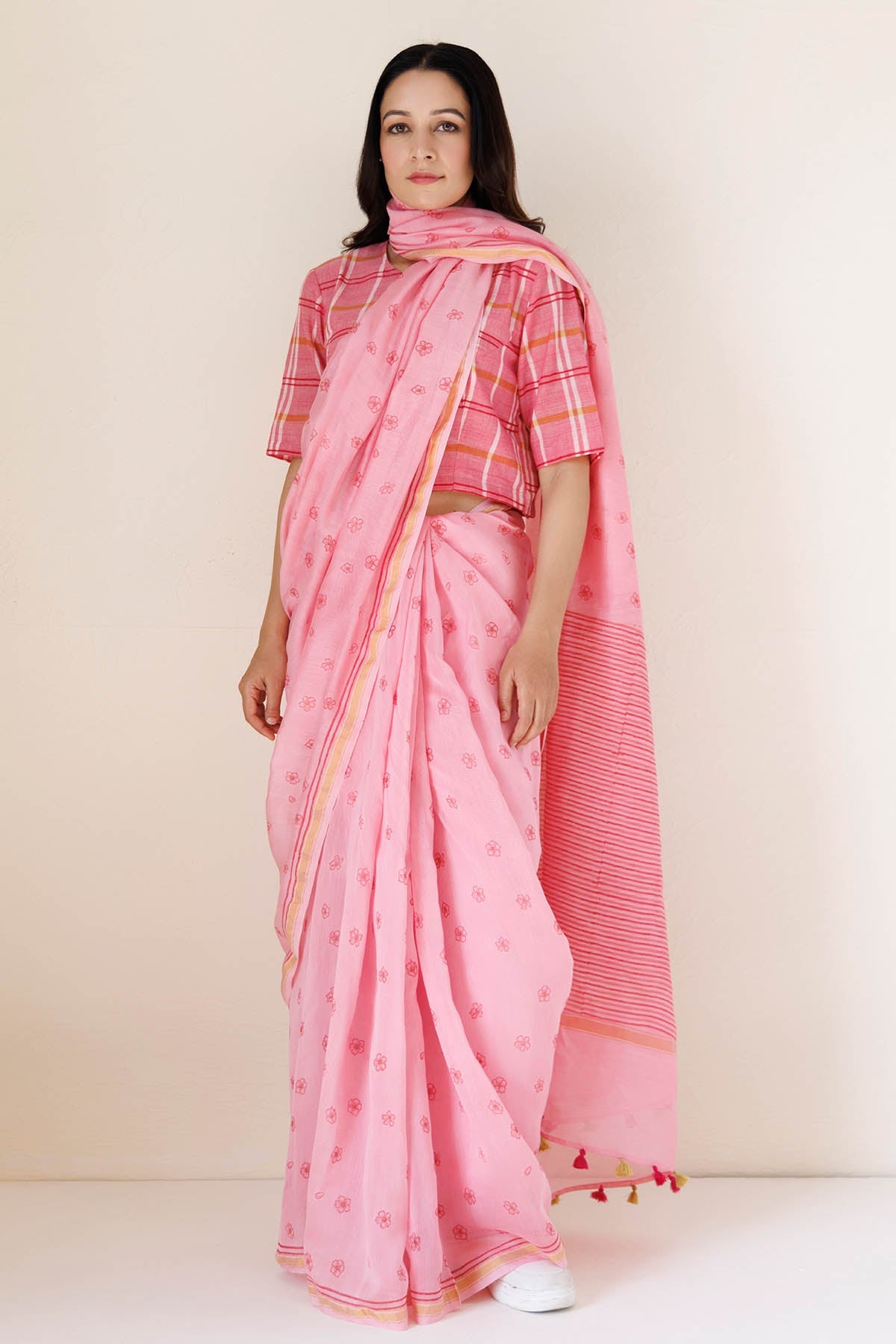 Buy Designer Pink Chanderi Printed Saree for Women
