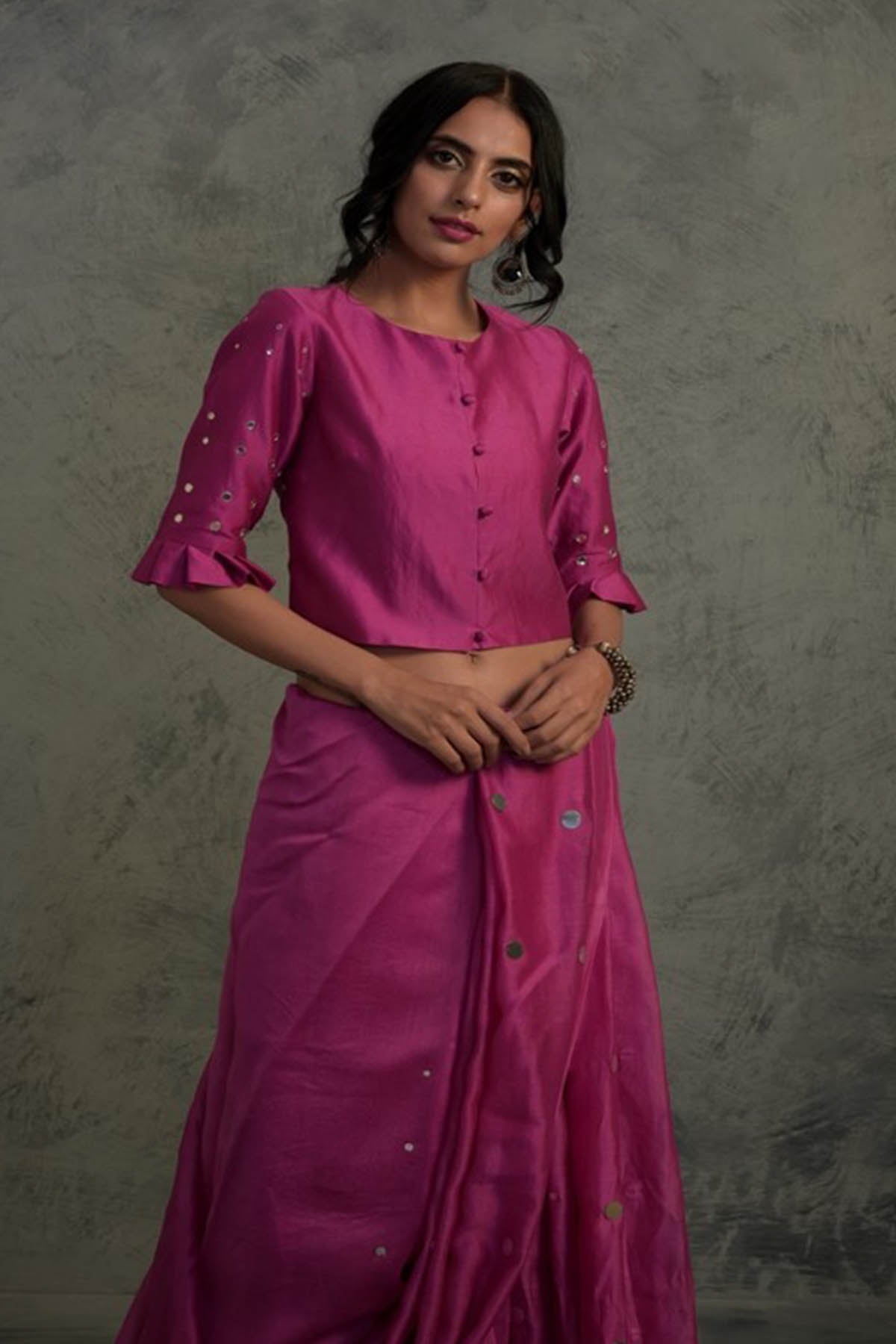 Pink Chanderi Saree & Blouse