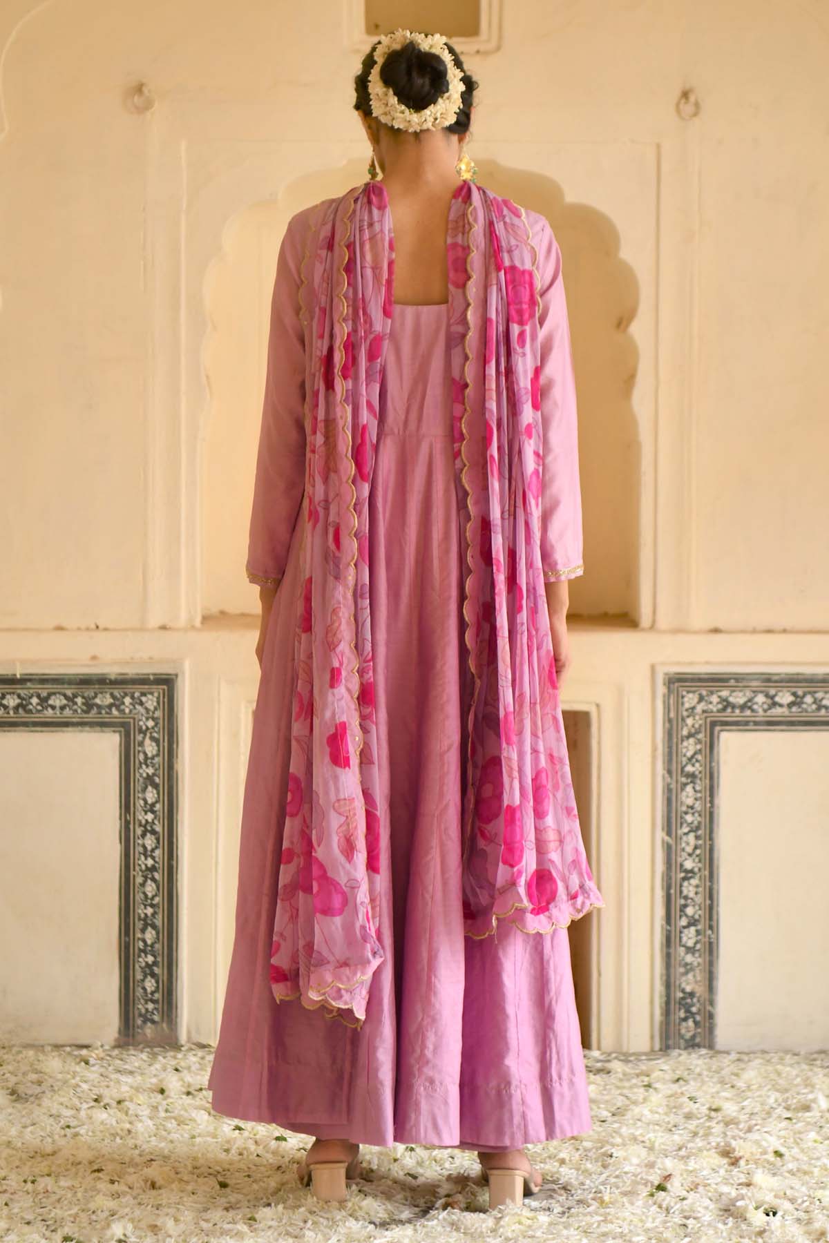 Pink Chanderi Silk Anarkali Set