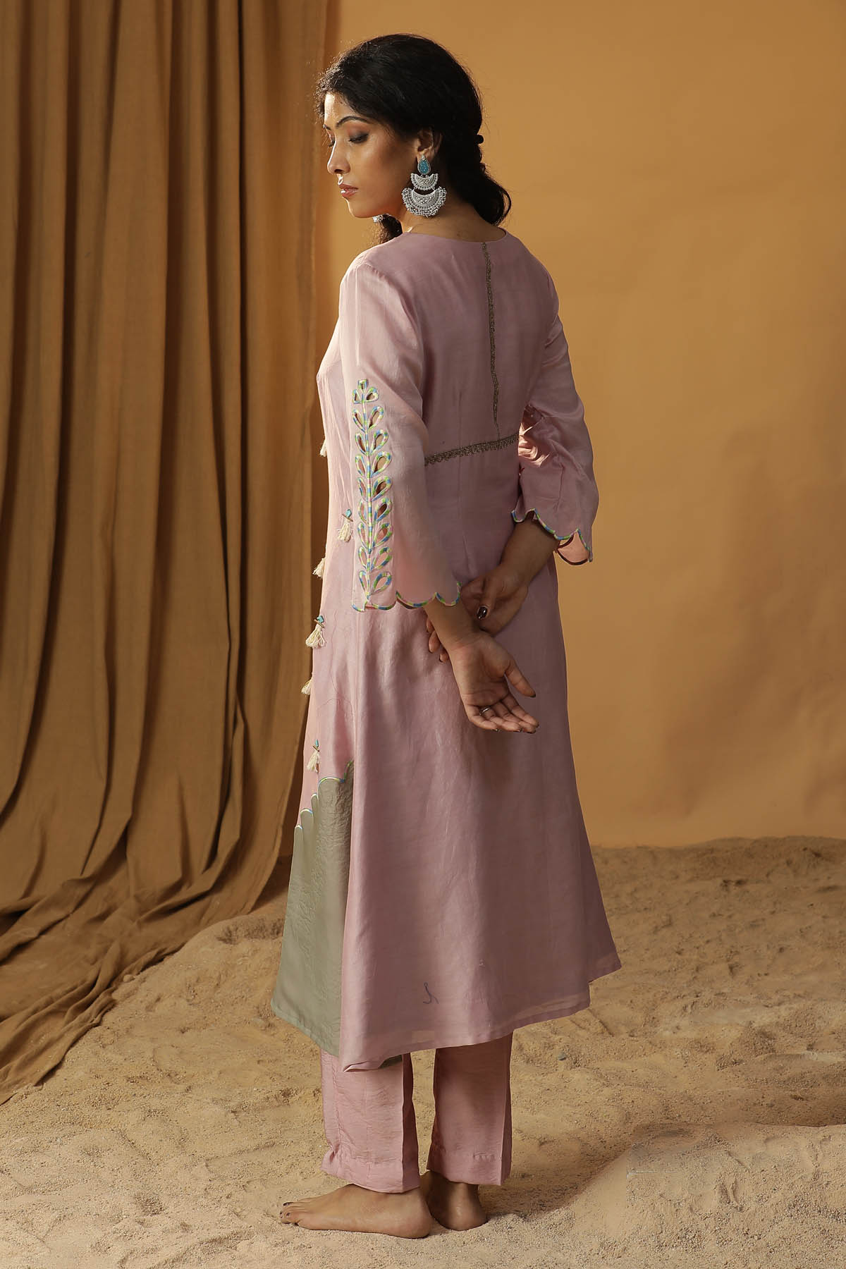 Pink Chanderi Silk Kurta Set