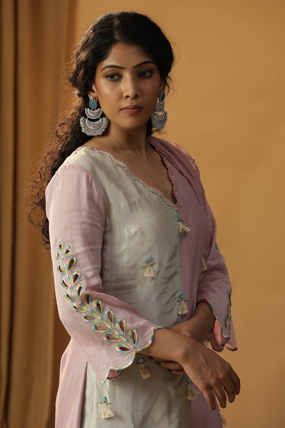 Pink Chanderi Silk Kurta Set