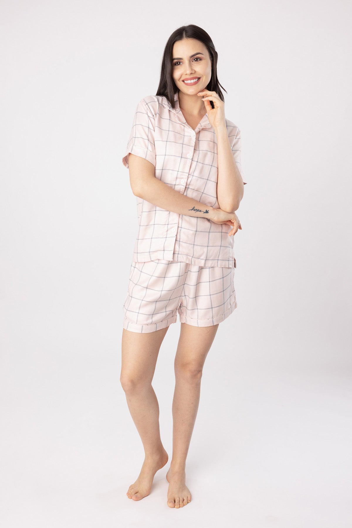 Buy Designer Pink Checkered Shorts Set Online