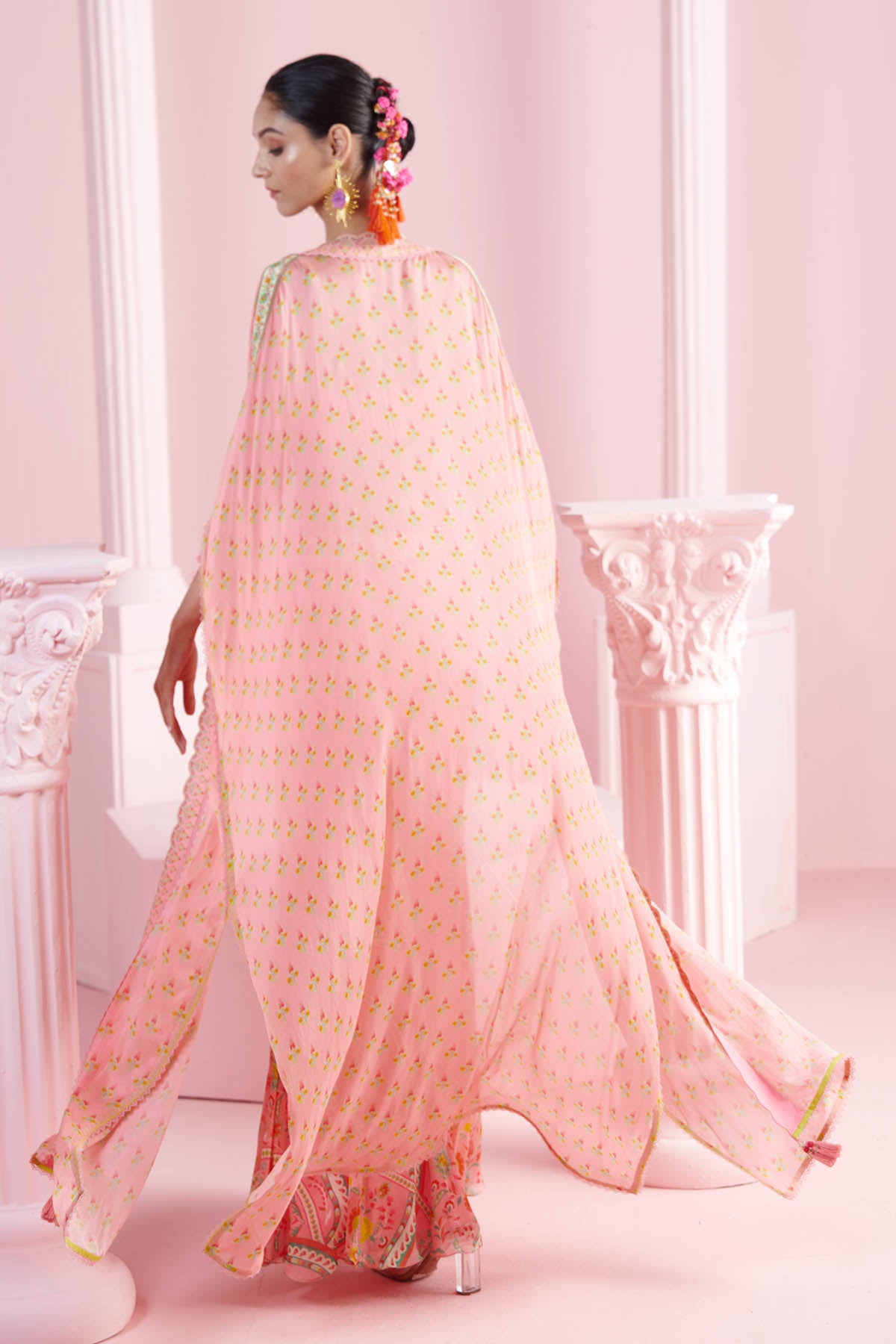 Pink Chiffon Indo-Western Set