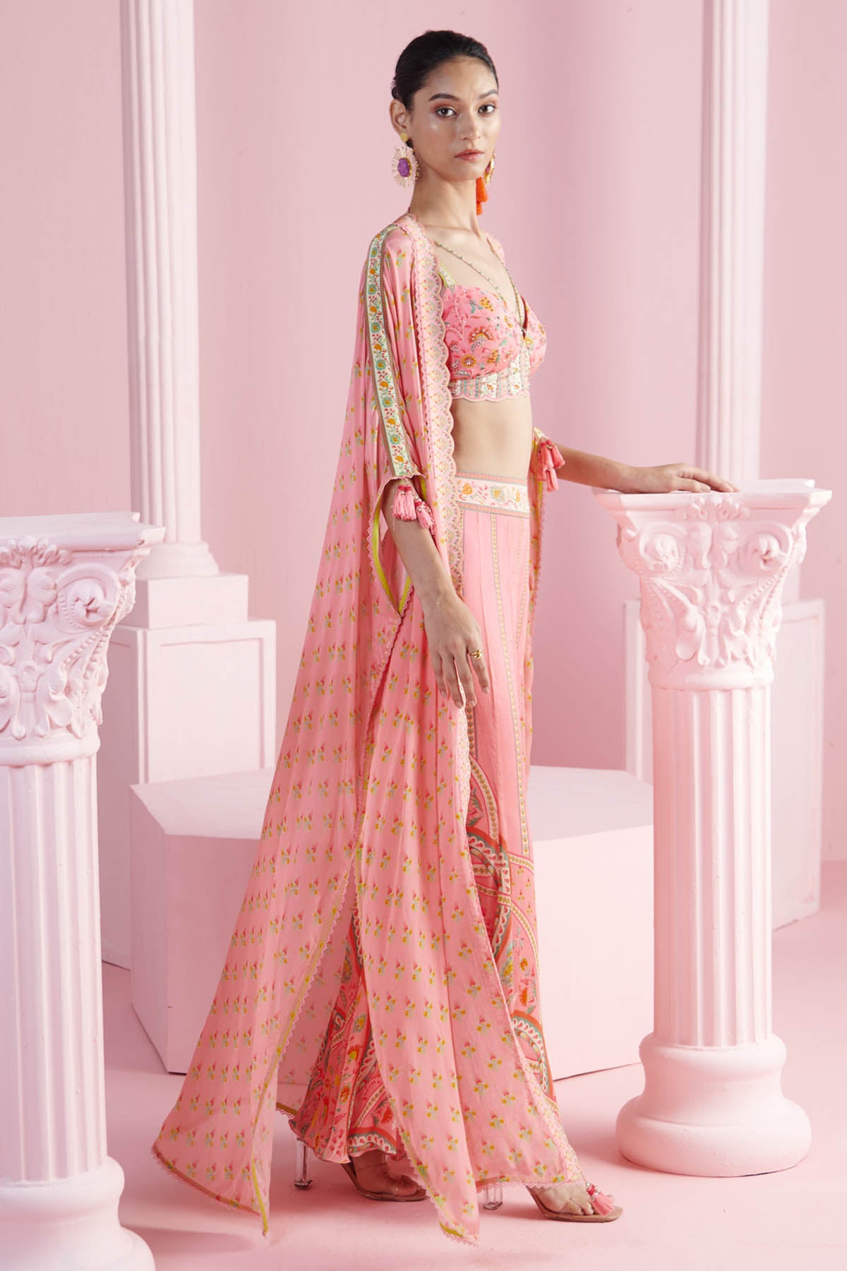 Pink Chiffon Indo-Western Set