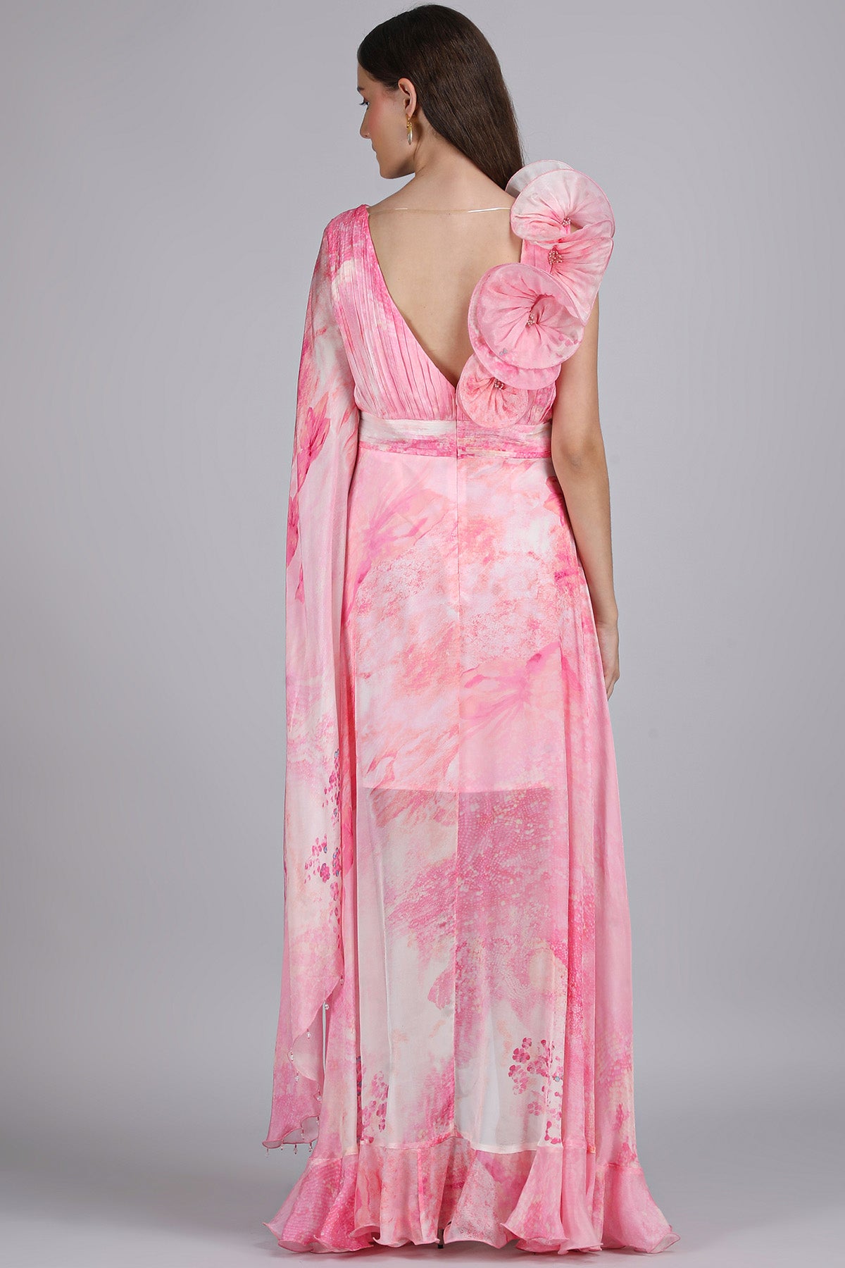 Pink Chiffon Self Texture Dress