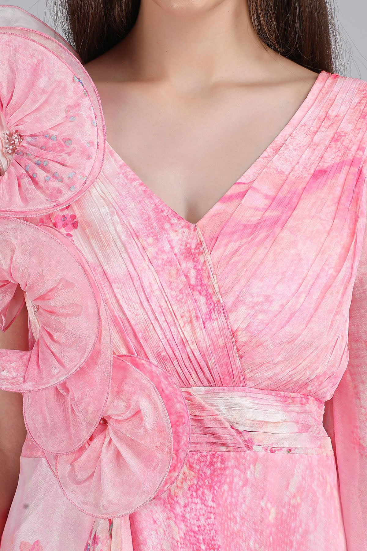 Pink Chiffon Self Texture Dress