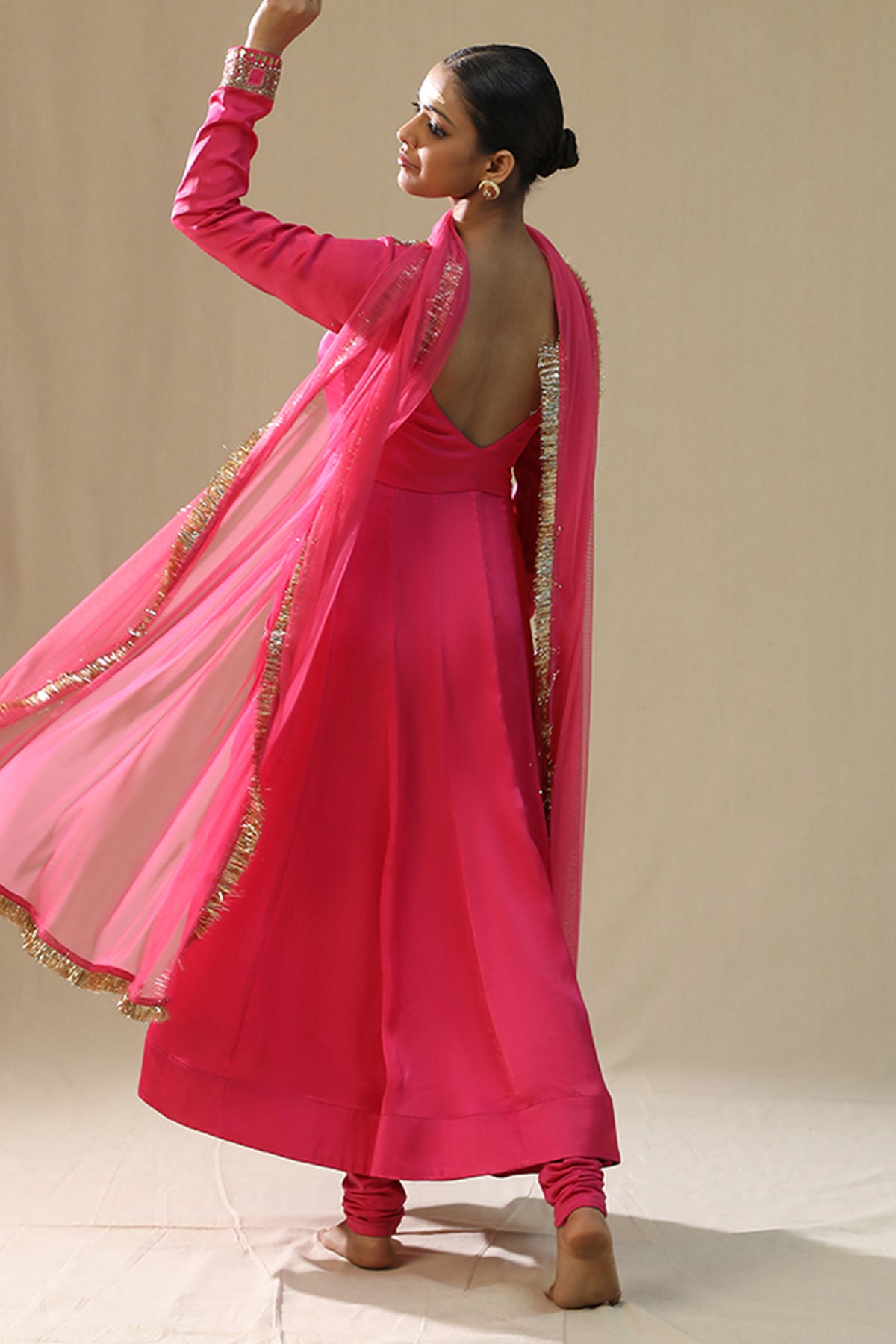 Pink Chiffon Silk Anarkali Set