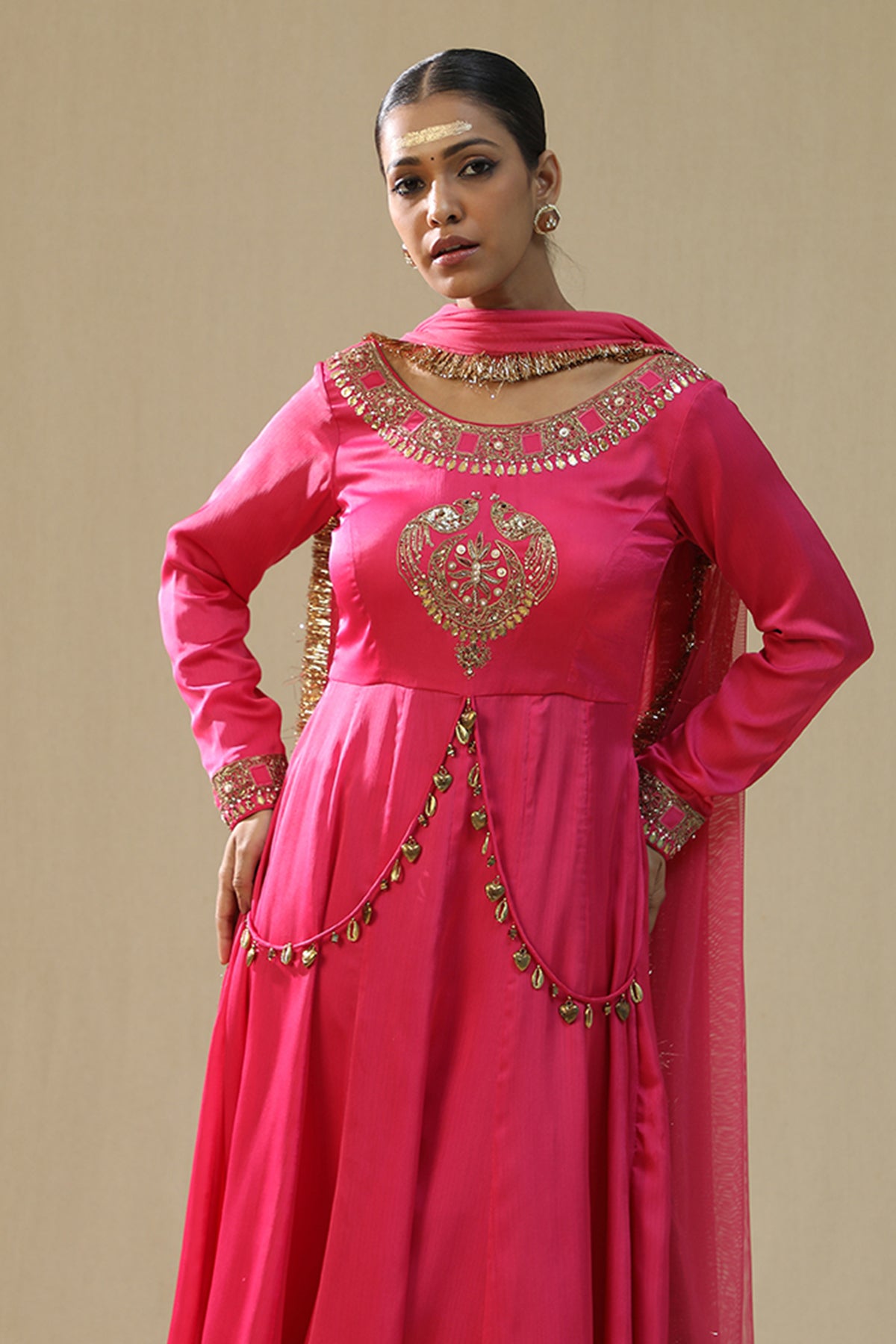 Pink Chiffon Silk Anarkali Set