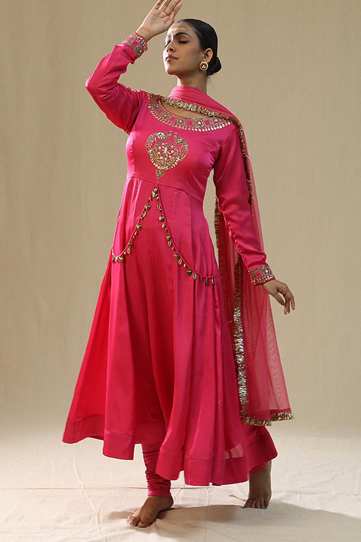 Pink Chiffon Silk Anarkali Set