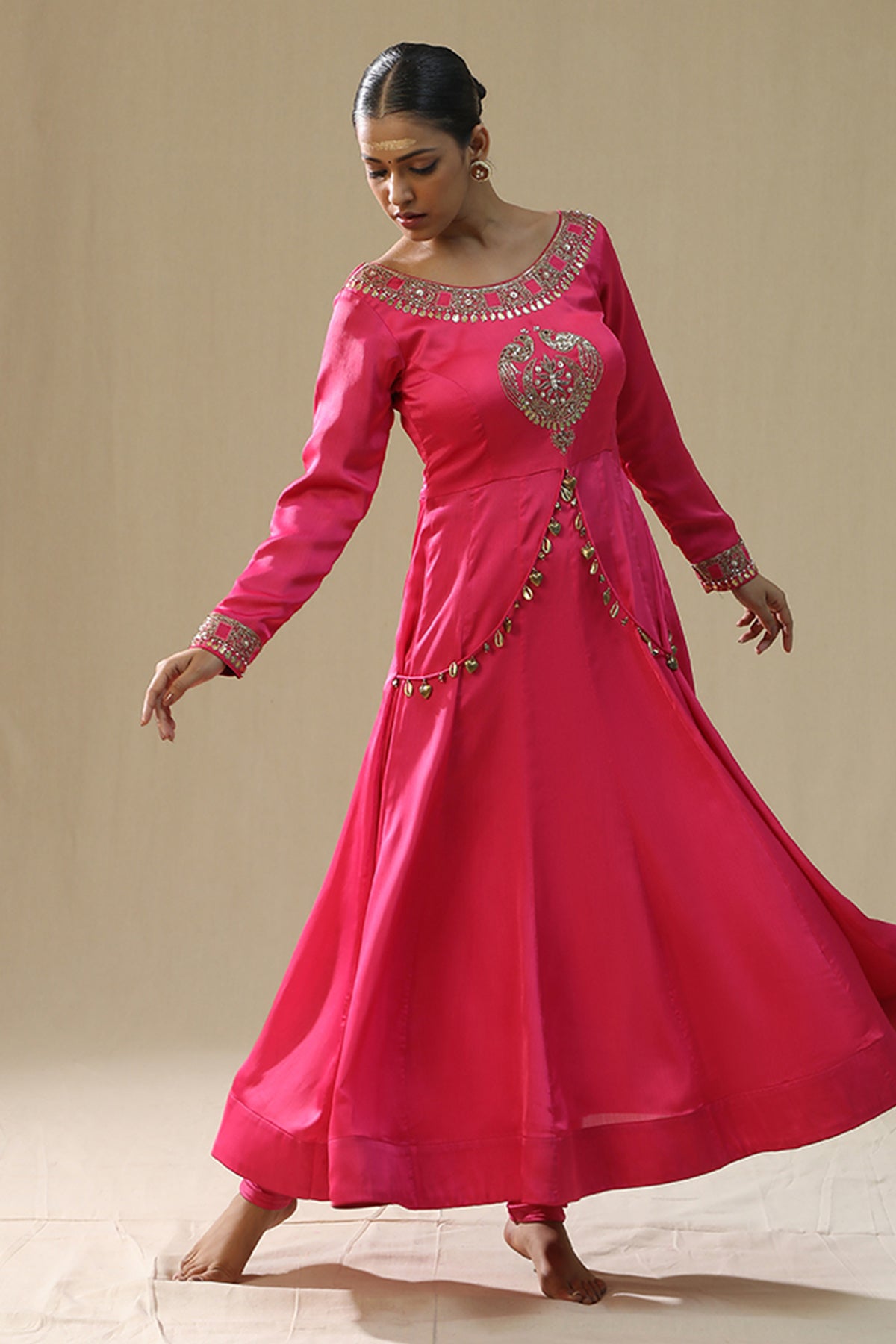 Pink Chiffon Silk Anarkali Set