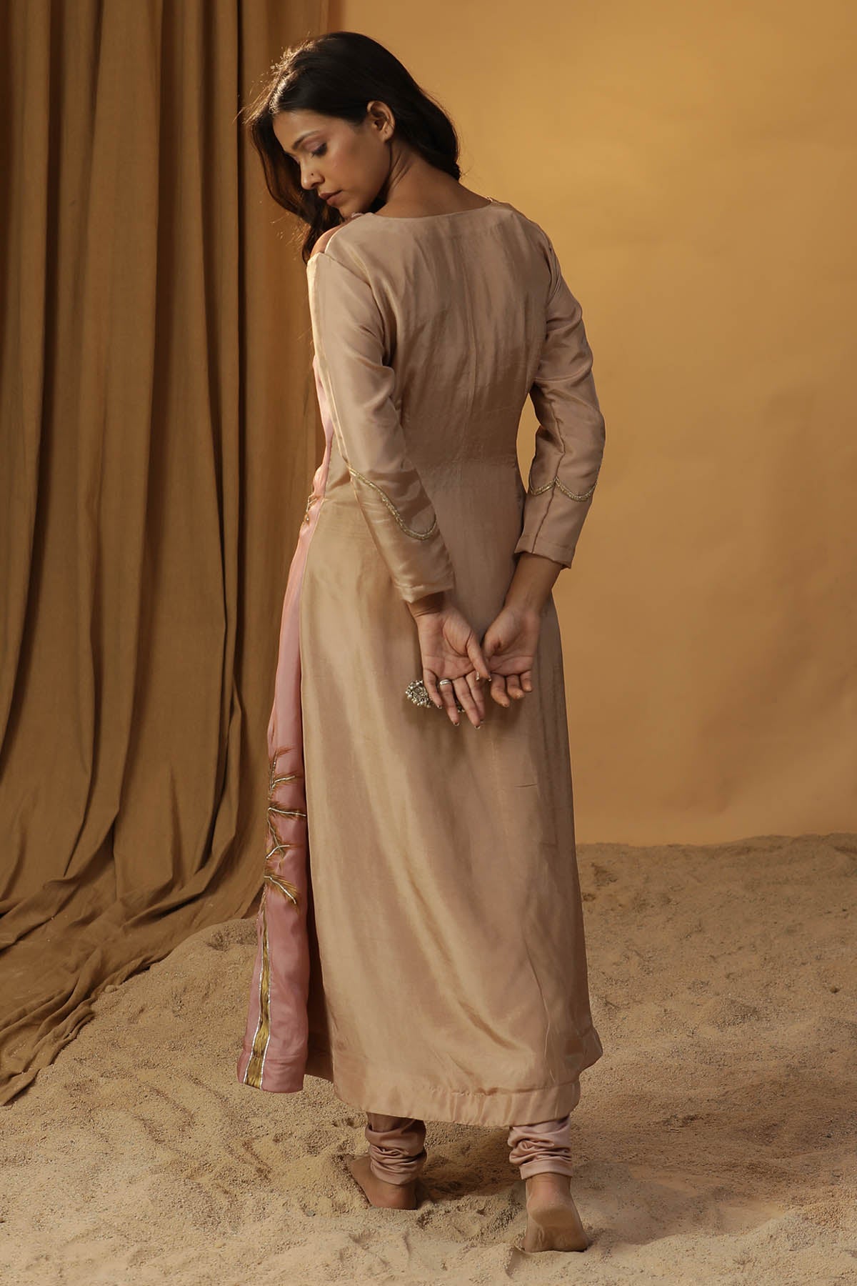 Pink Colorblock Print Kurta Set