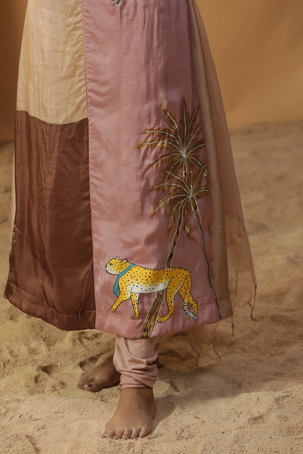 Pink Colorblock Print Kurta Set