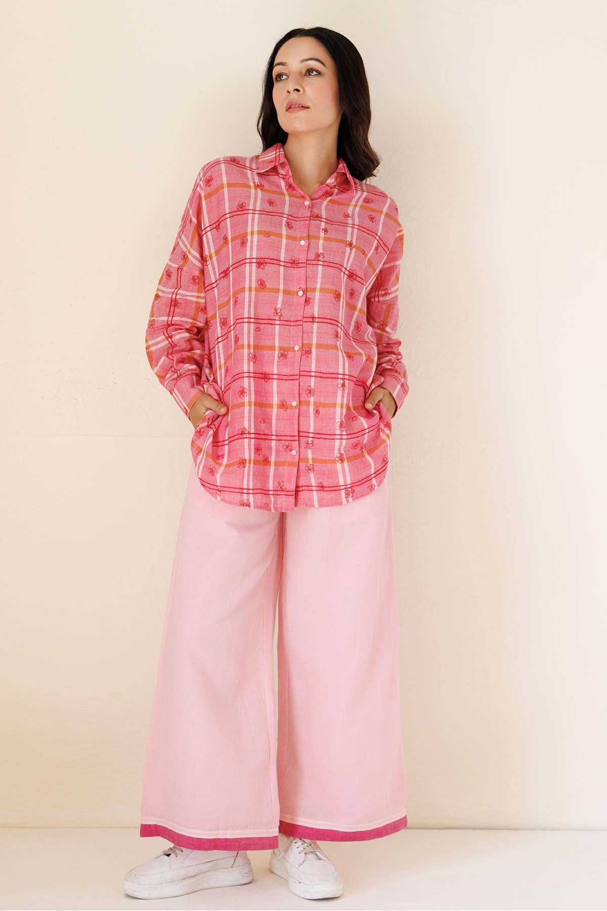 Buy Designer Pink Comfortable Straight Pants for Women