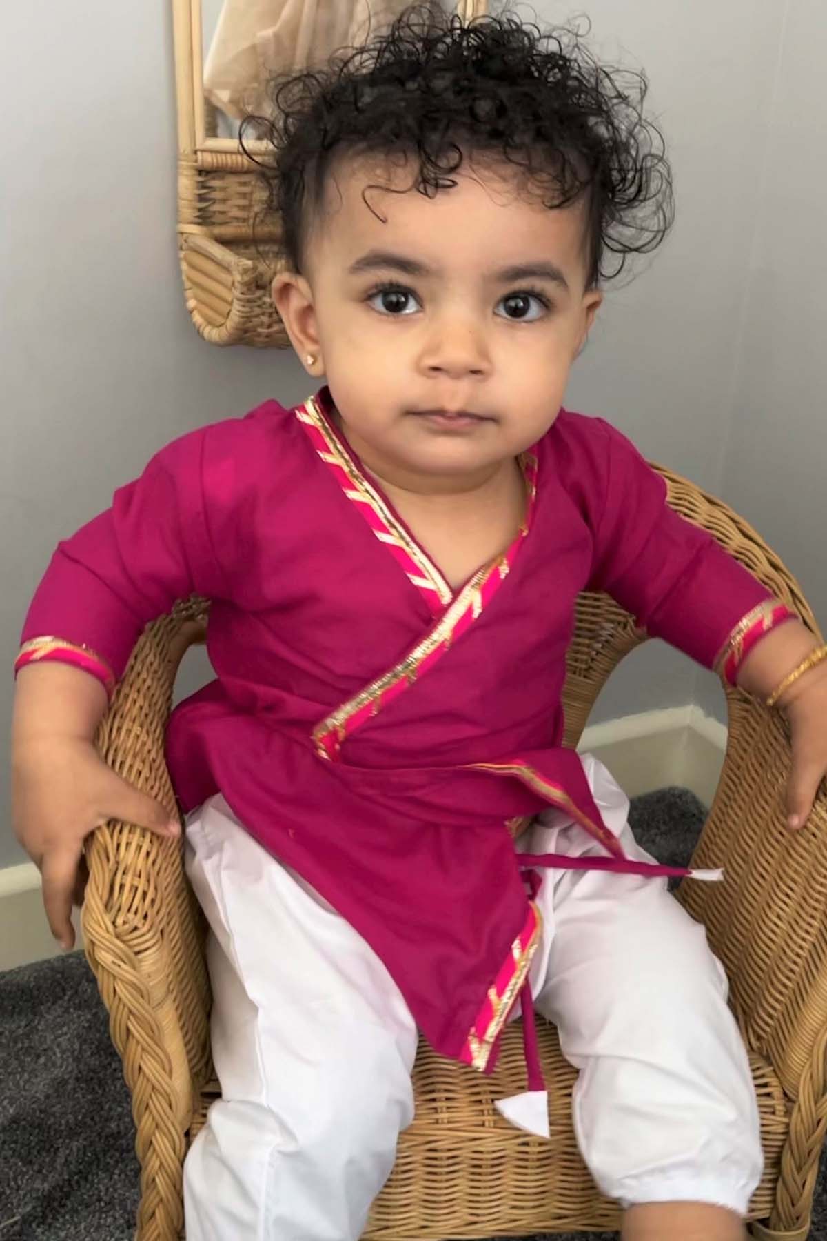 Designer ViYa Pink Cotton Angrakha Set For Kids Available online at ScrollnShops