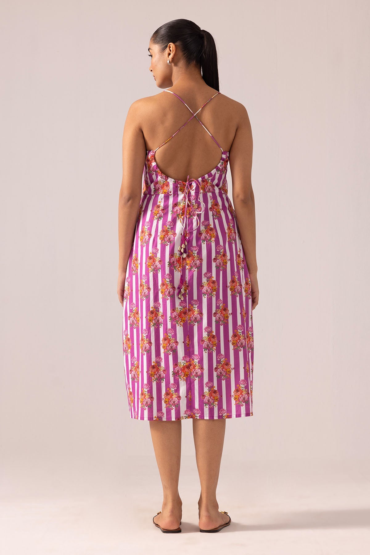 Buy Pink Cotton Backless Midi Dress By Label Shreya Sharma For Women Online at ScrollnShops