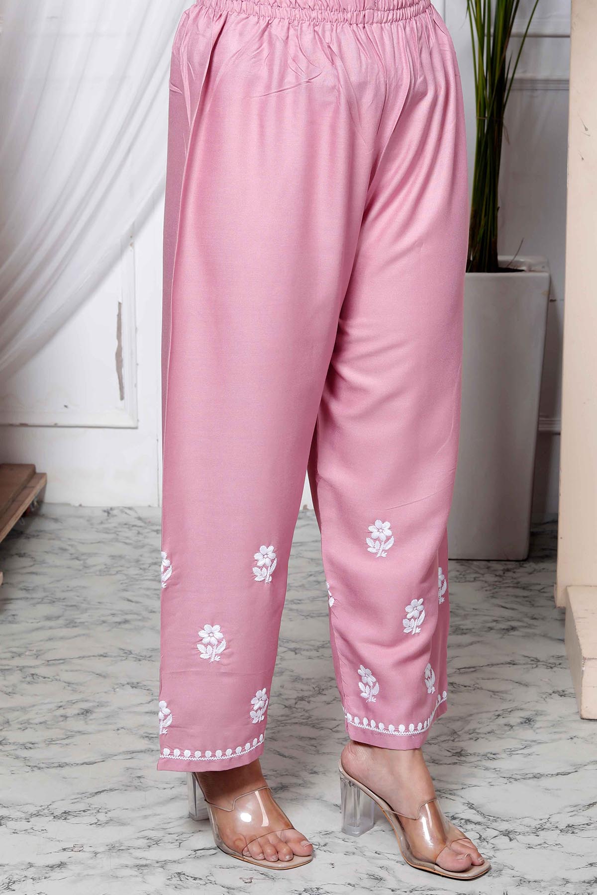 Pink Cotton Chikankari Kurta Set