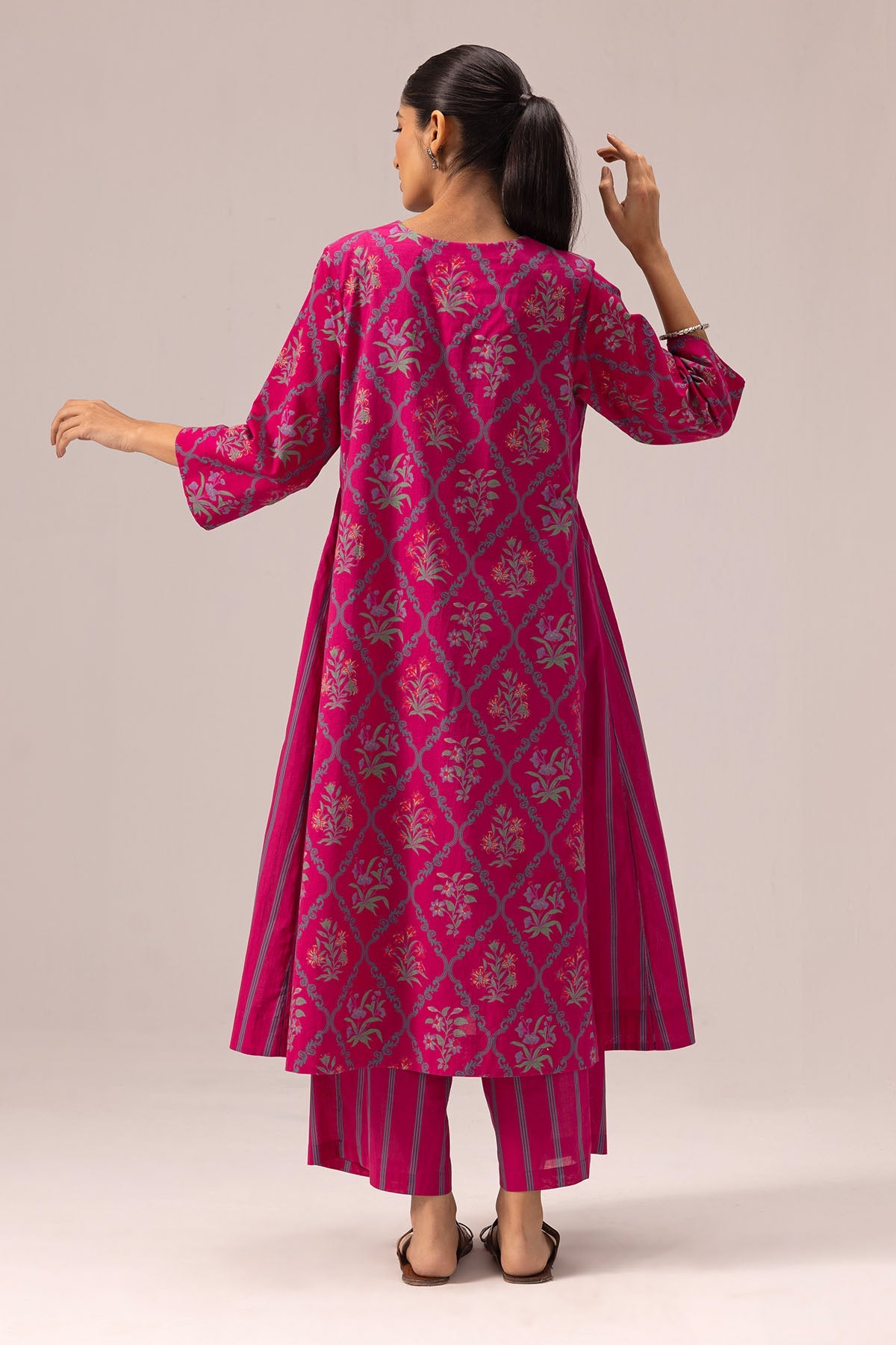 Buy Pink Cotton Choga Kurta & Pants By Label Shreya Sharma For Women Online at ScrollnShops