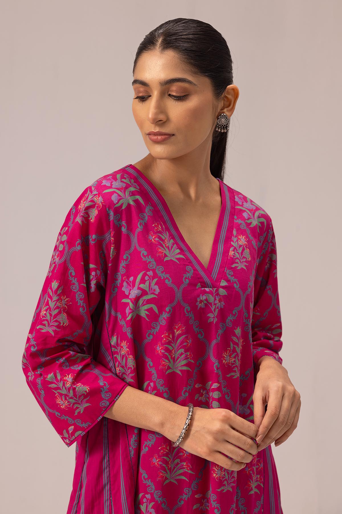 Pink Cotton Choga Kurta & Pants