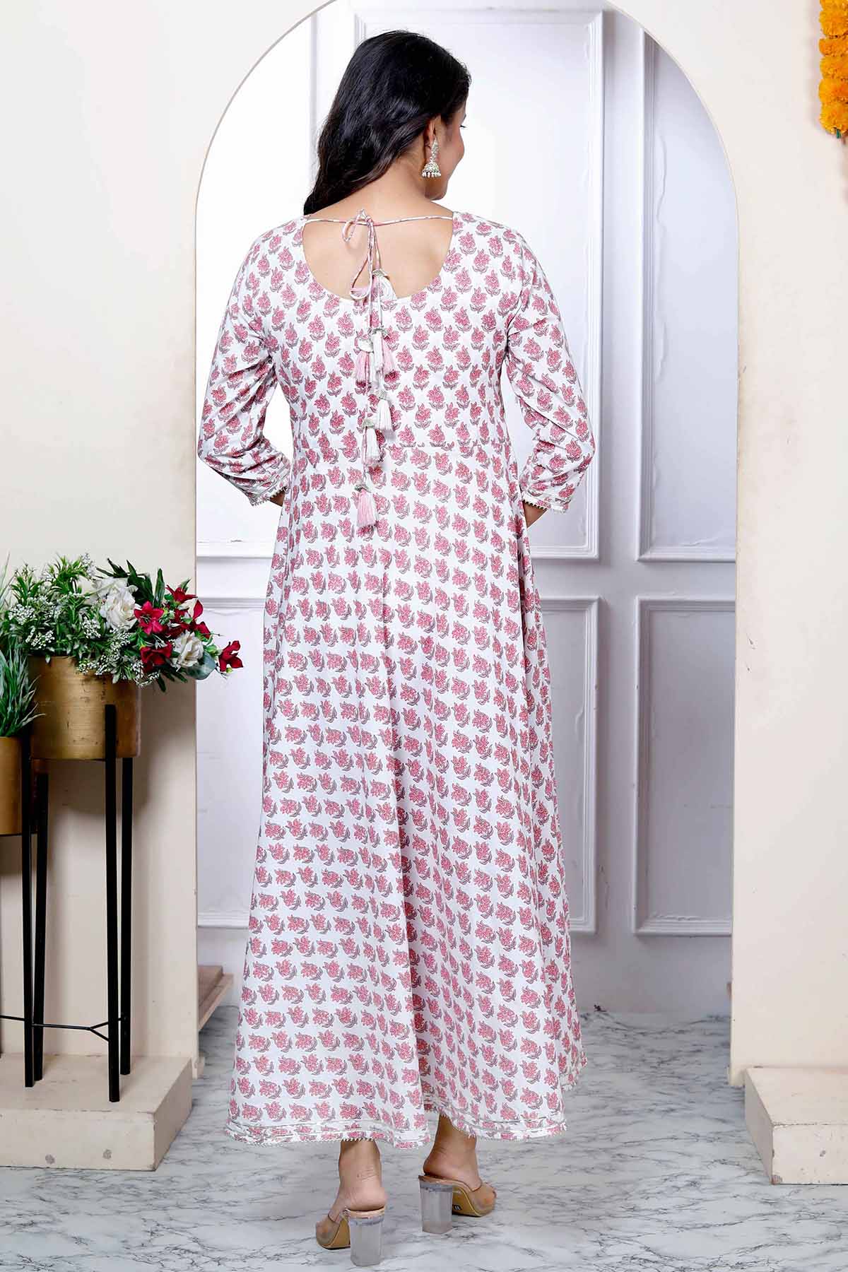 Pink Cotton Gota Patti Kurta