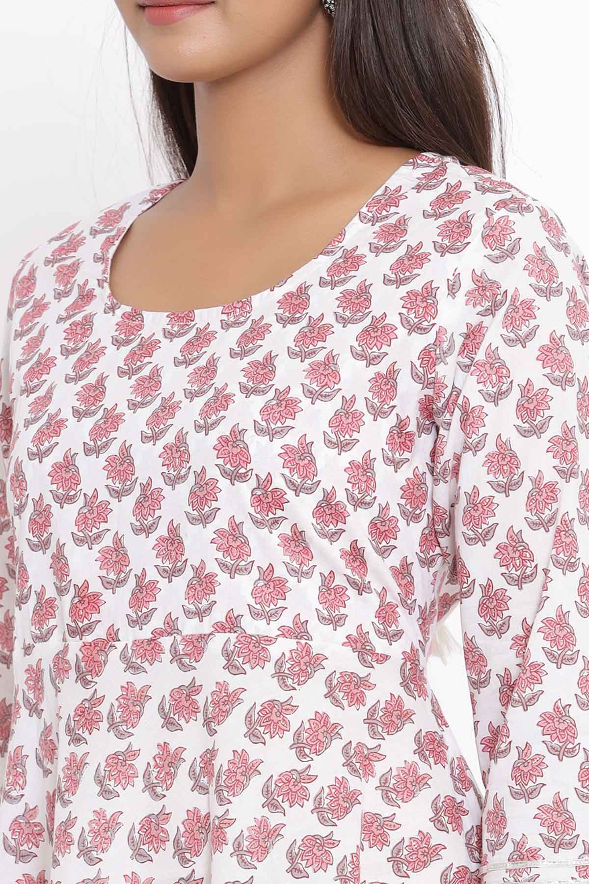 Pink Cotton Gota Patti Kurta