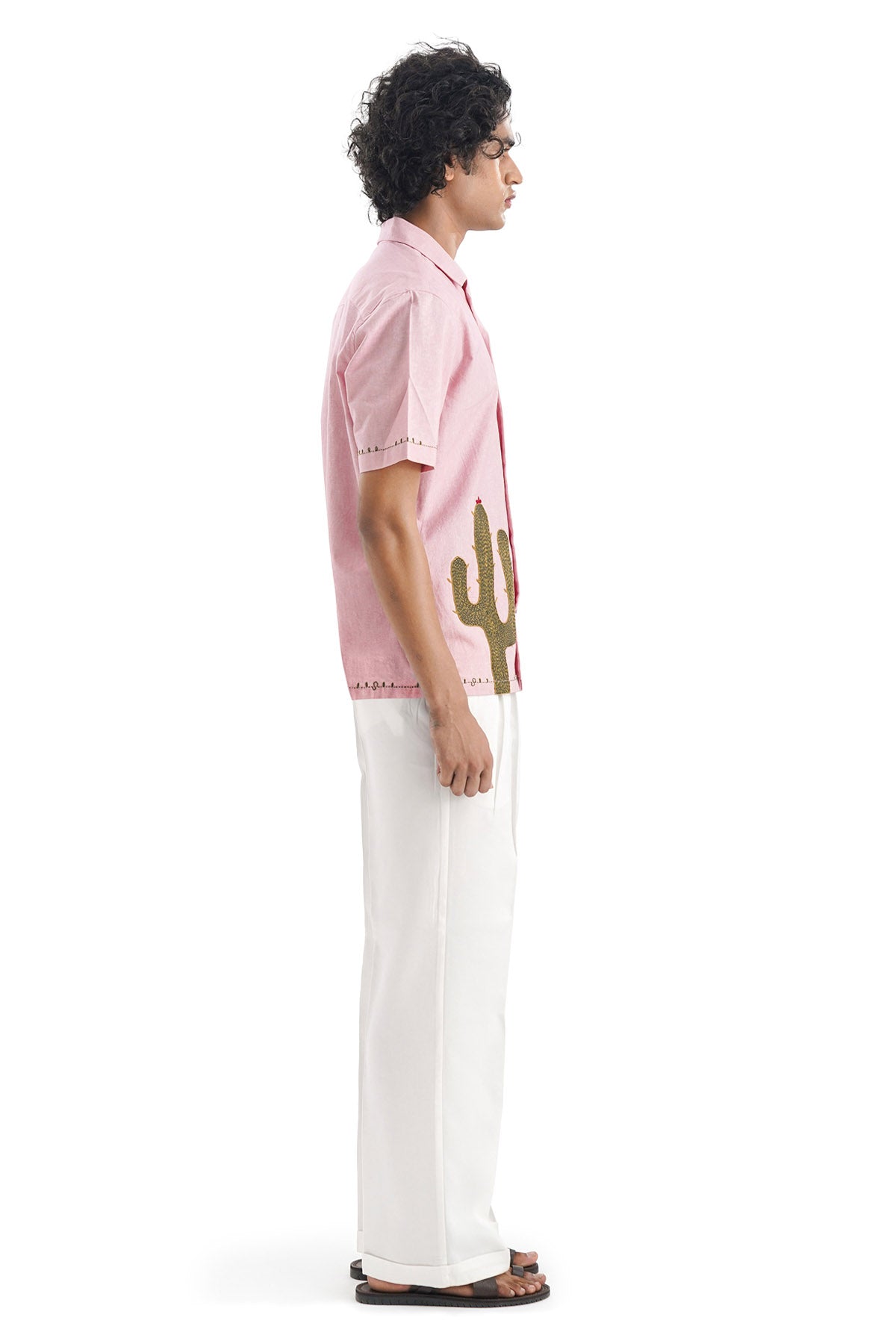 Pink Cotton Half Sleeves Shirt