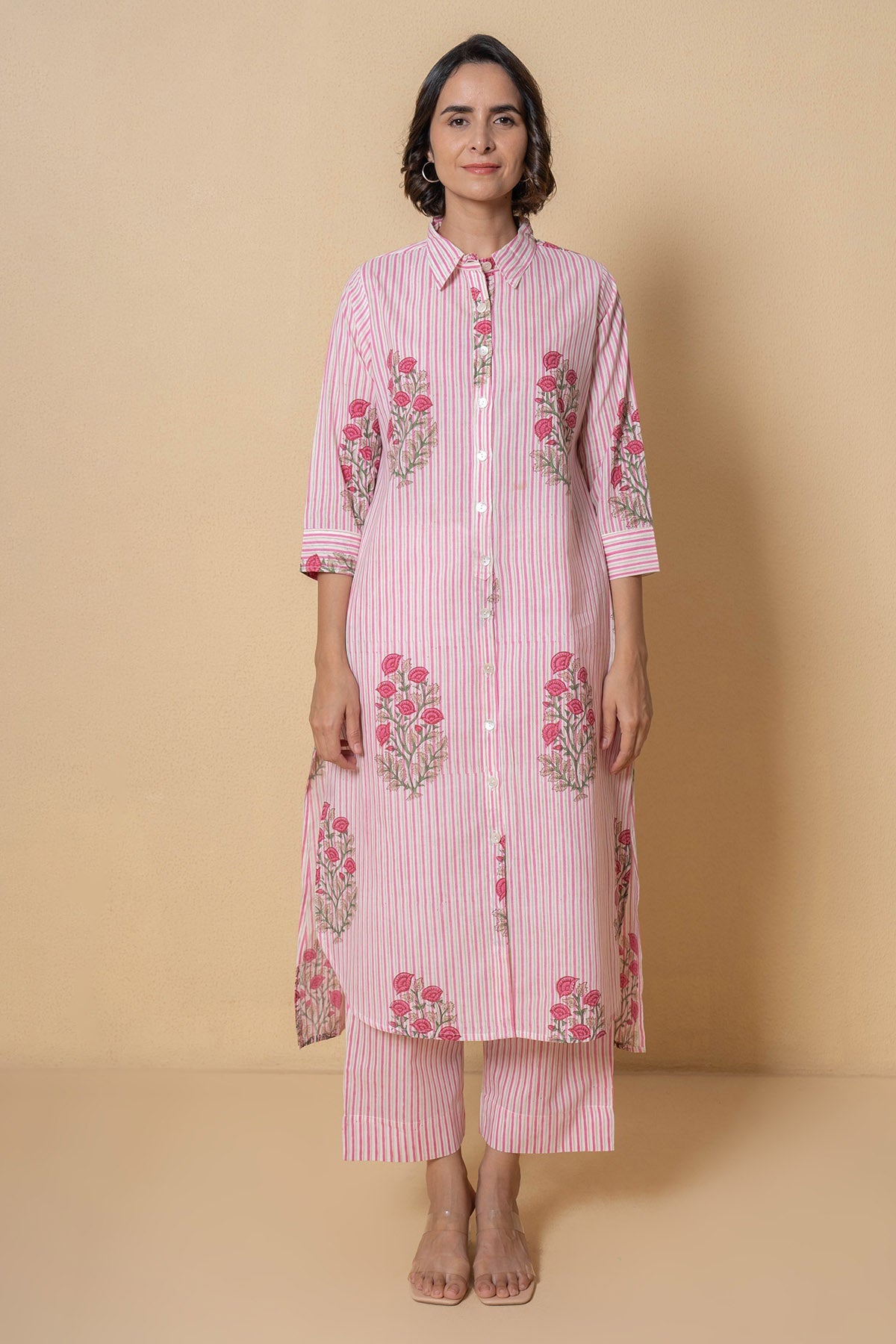 Buy Pink Cotton Kurta And Pants for Women Online at ScrollnShops