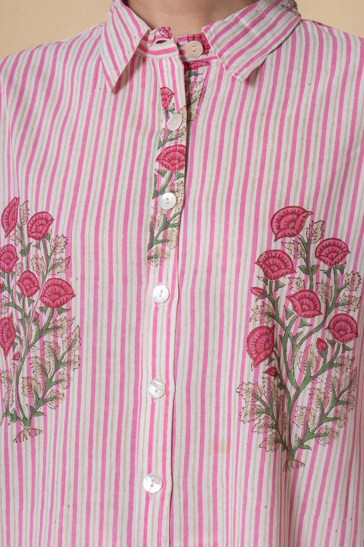 Pink Cotton Kurta And Pants