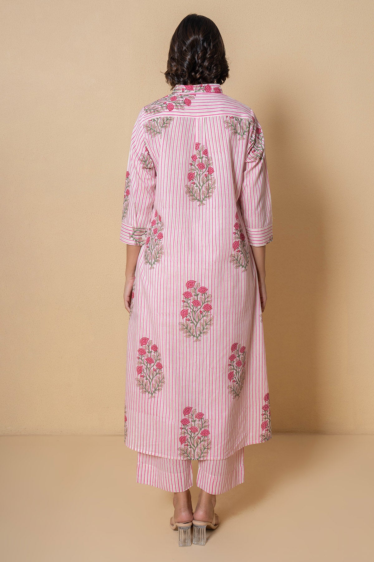 Pink Cotton Kurta And Pants