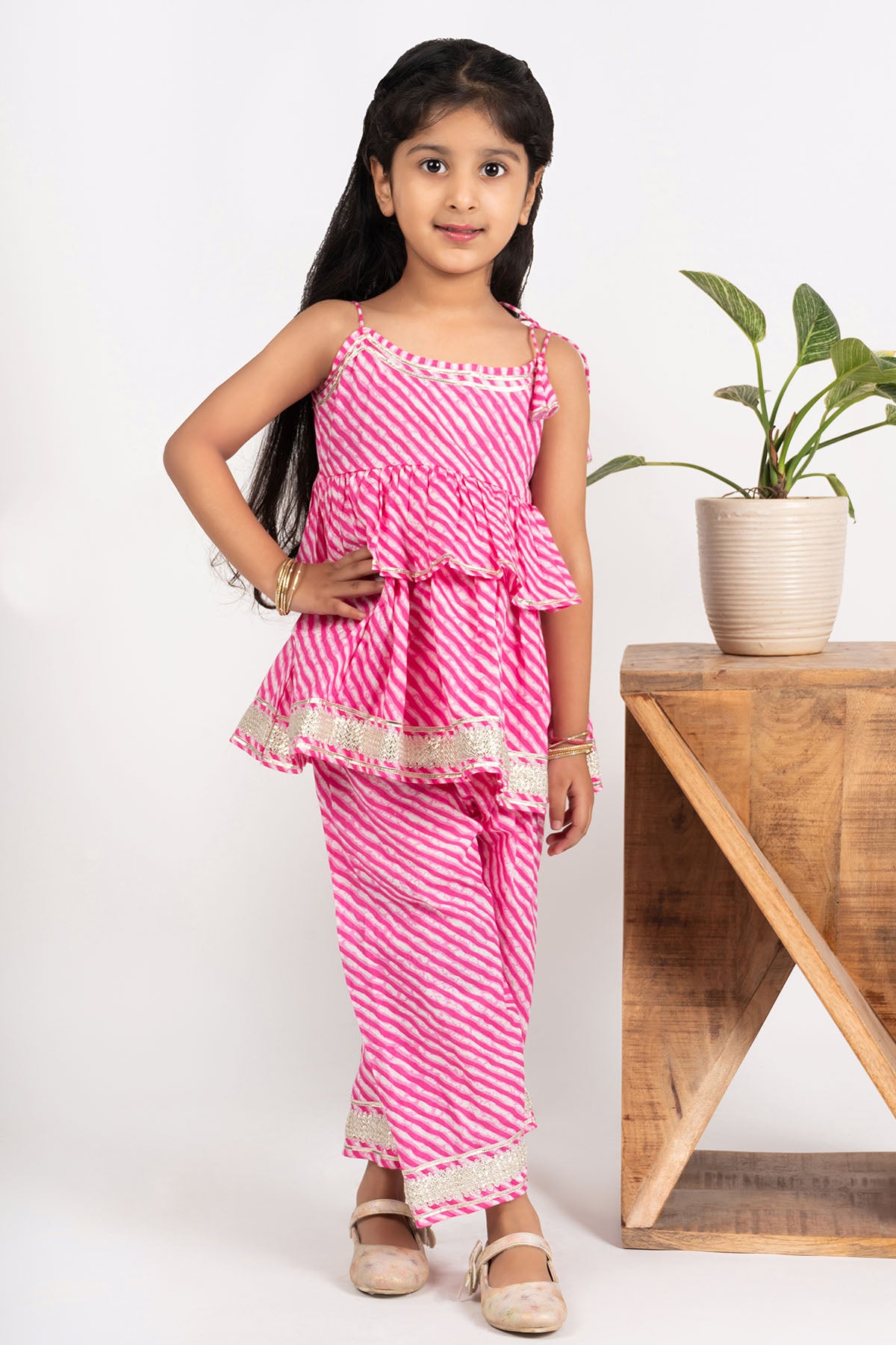 Pink Cotton Layered Top & Pants