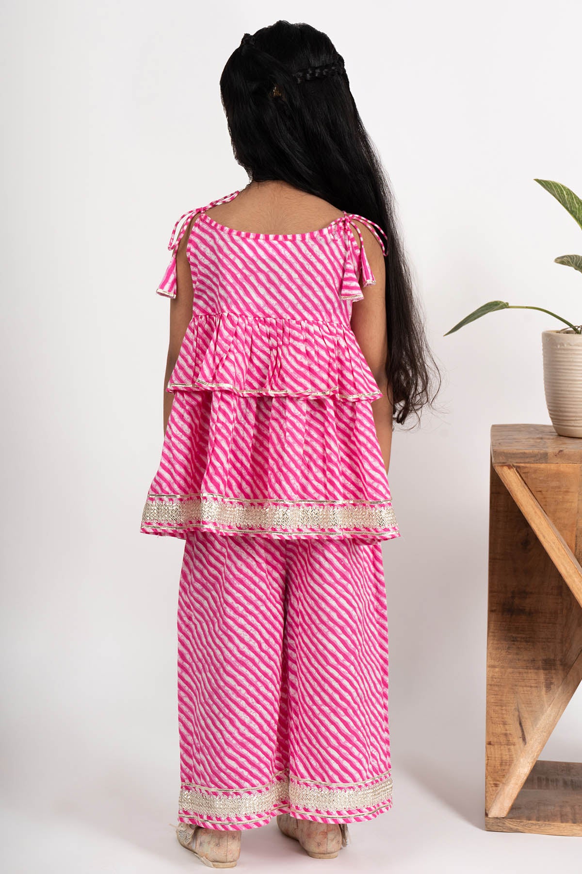 Pink Cotton Layered Top & Pants