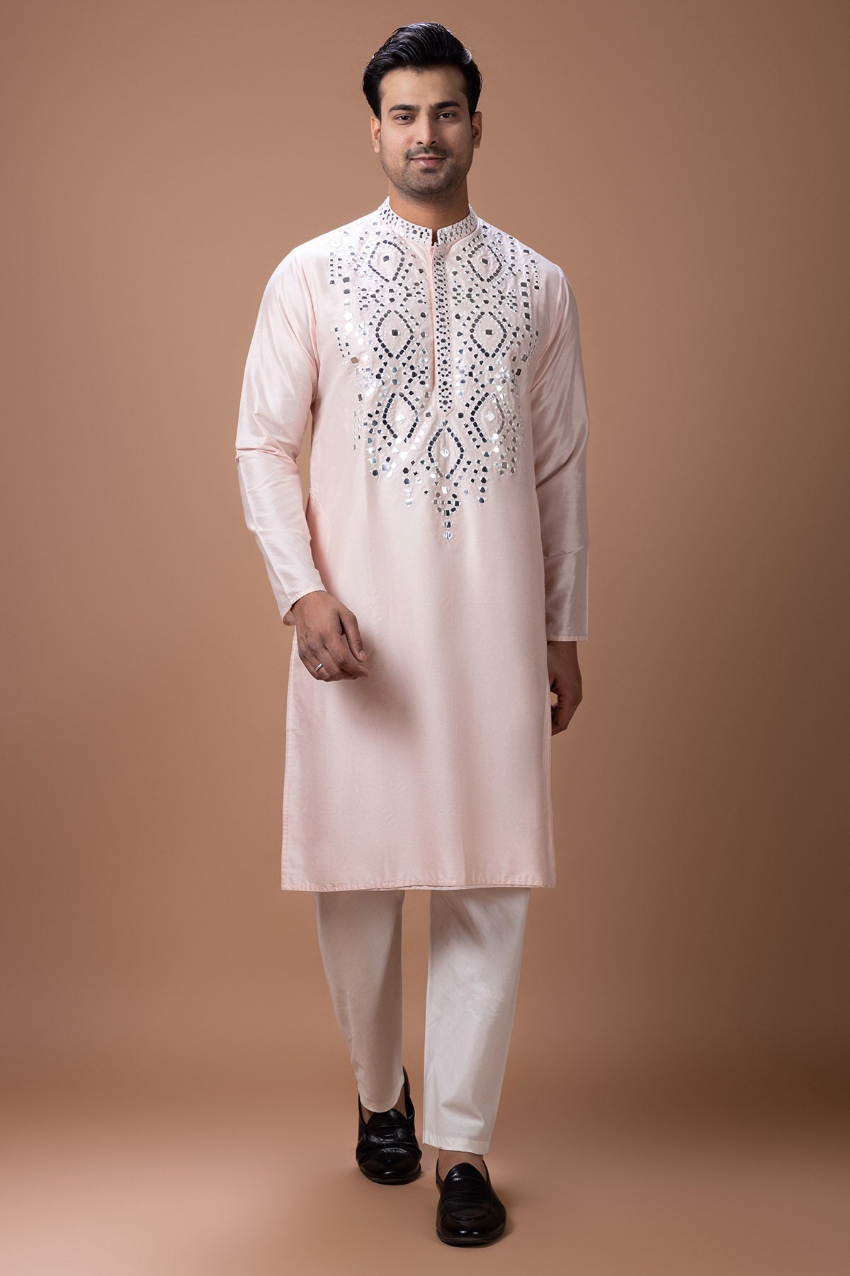 Buy Pink Cotton Mirror Kurta & Pant for men by Priyanka Haralalka online available at scrollnshops