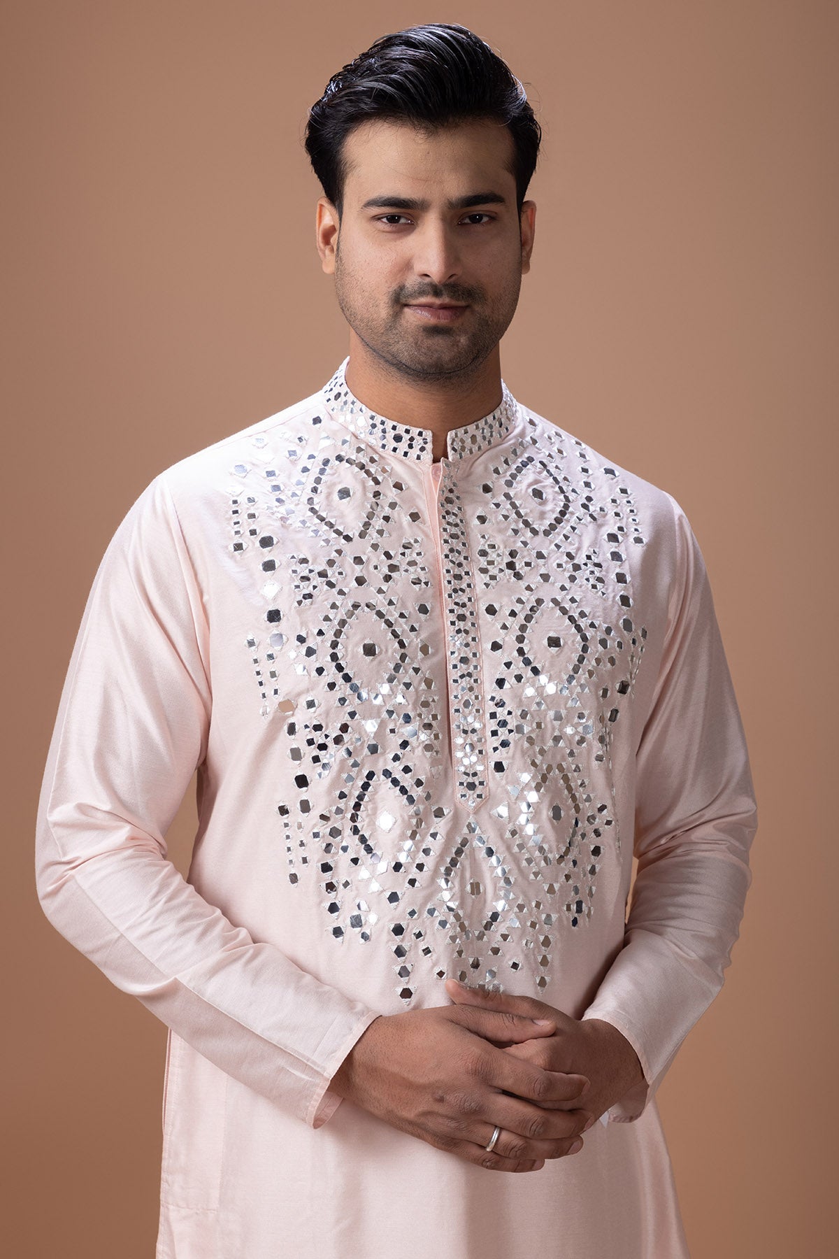 Pink Cotton Mirror Kurta & Pant