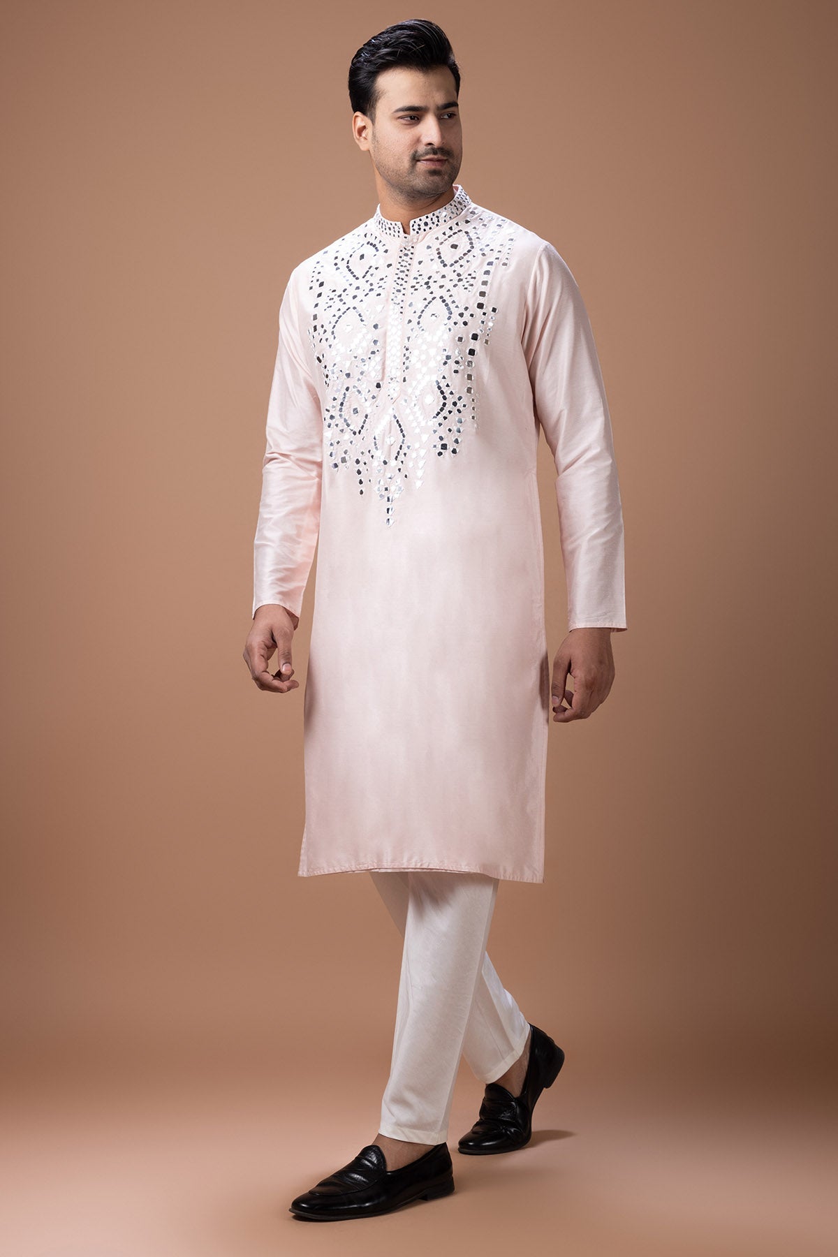 Pink Cotton Mirror Kurta & Pant