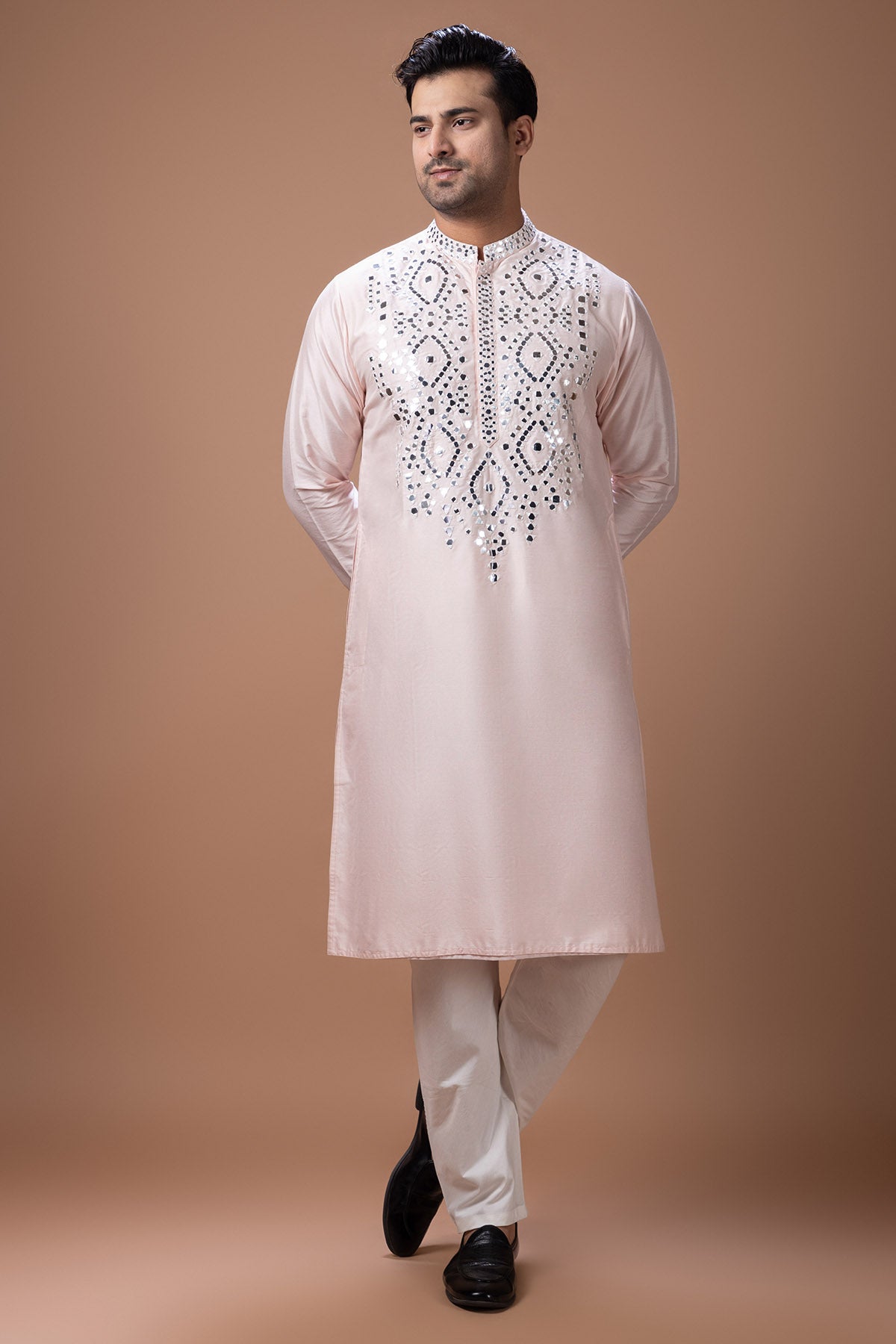 Pink Cotton Mirror Kurta & Pant