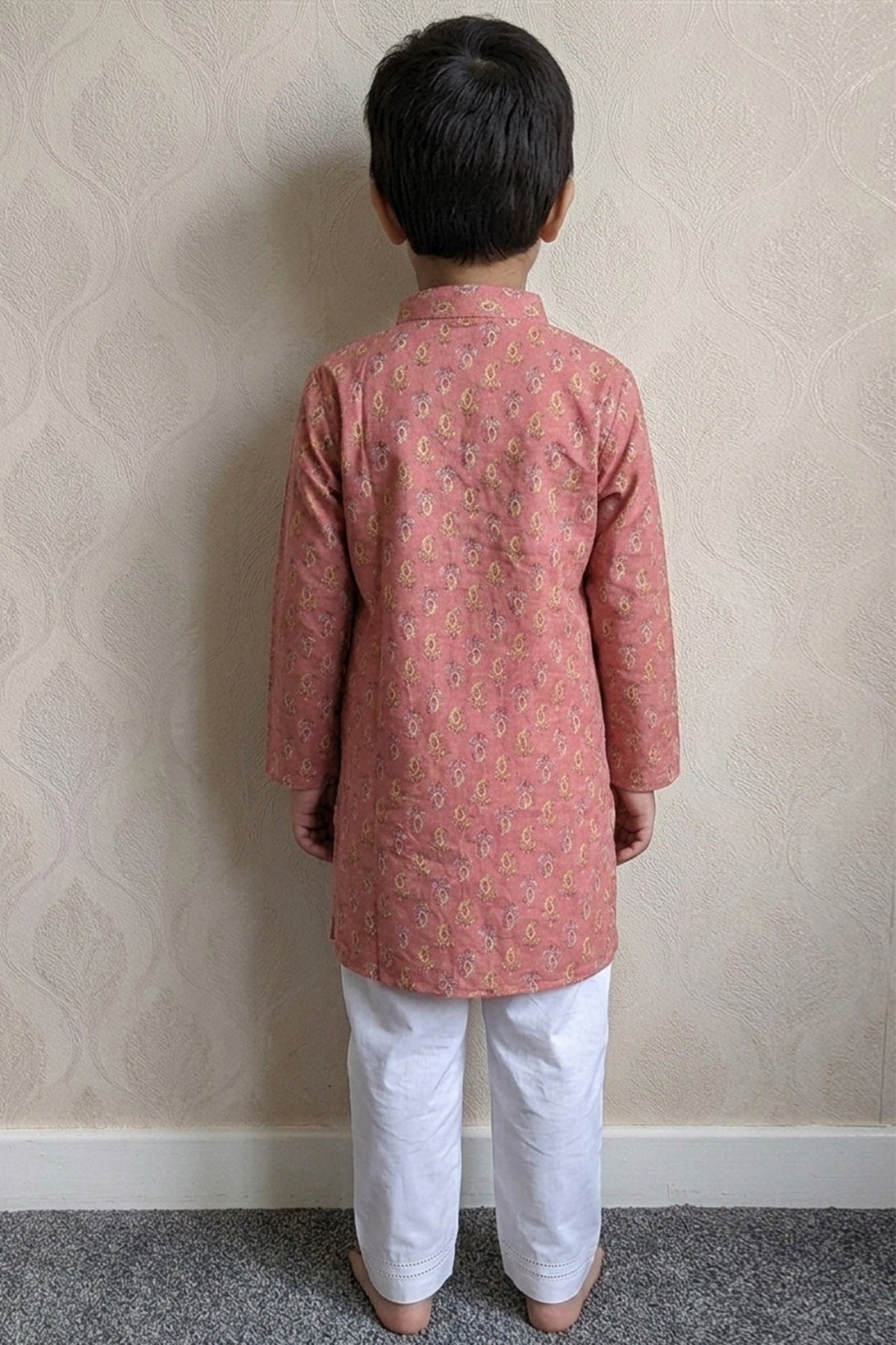 Pink Cotton Motifs Kurta Set