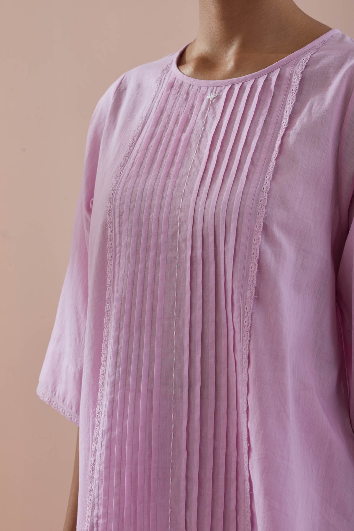 Pink Cotton Pintuck Co-ord Set