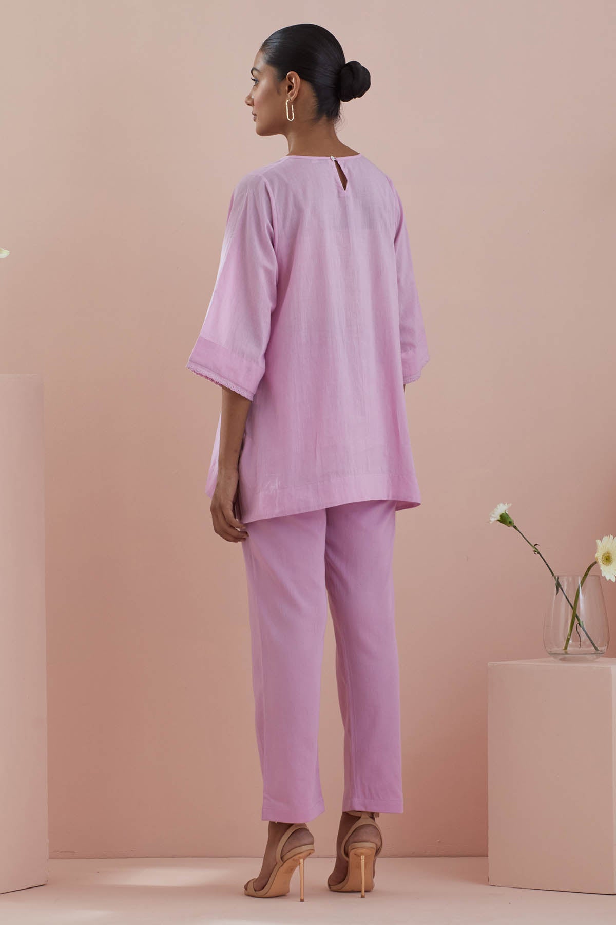 Pink Cotton Pintuck Co-ord Set