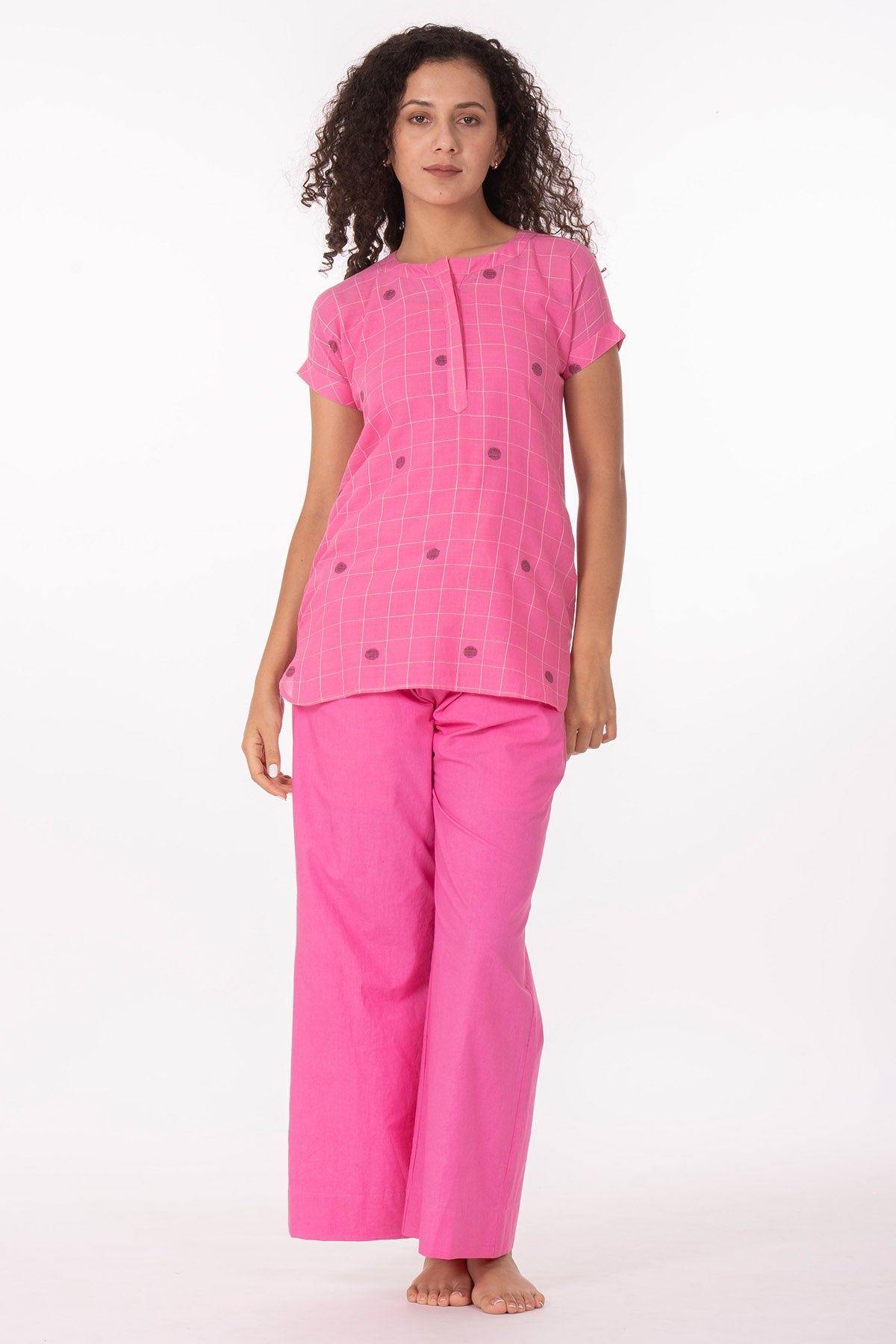 Buy Pink Cotton Polka Co-ord Set for women by Khat Clothing online available at scrollnshops