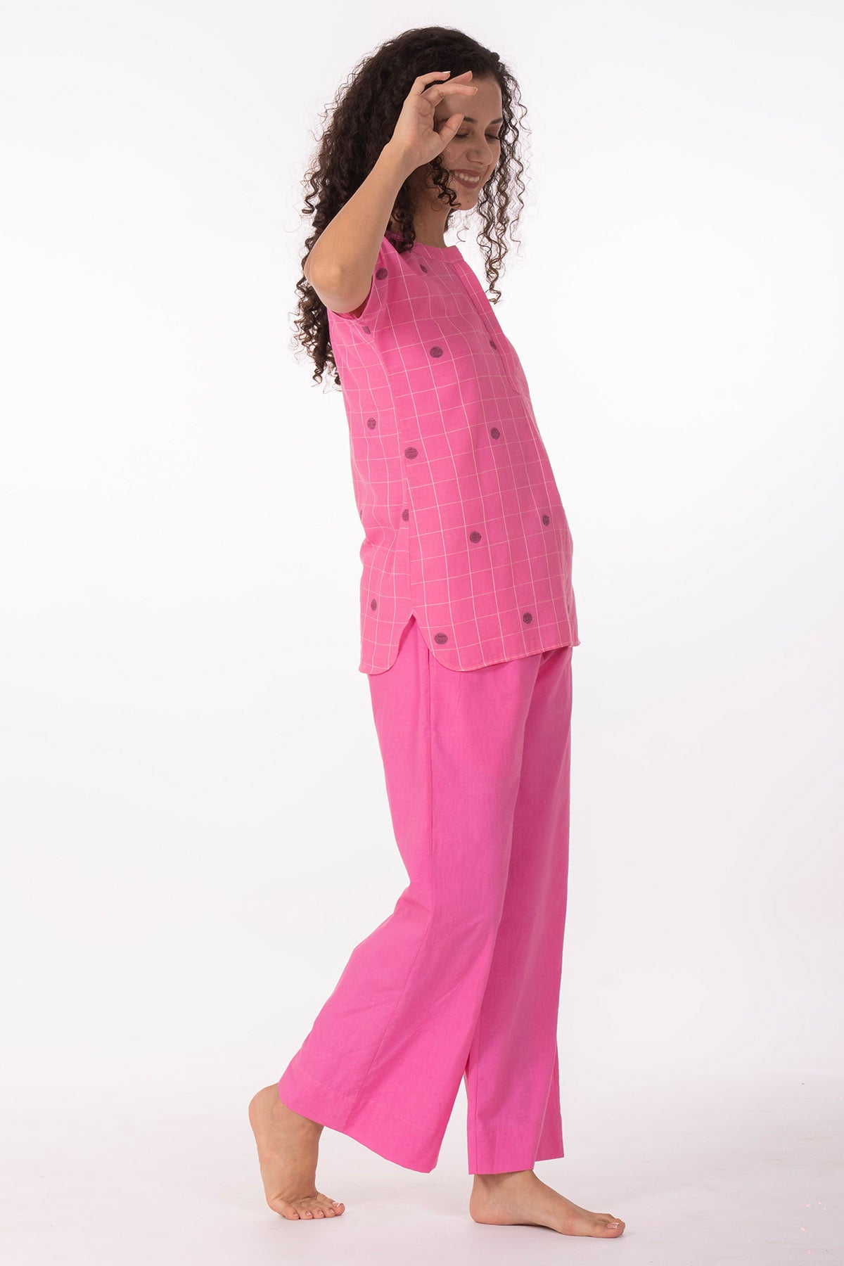 Pink Cotton Polka Co-ord Set