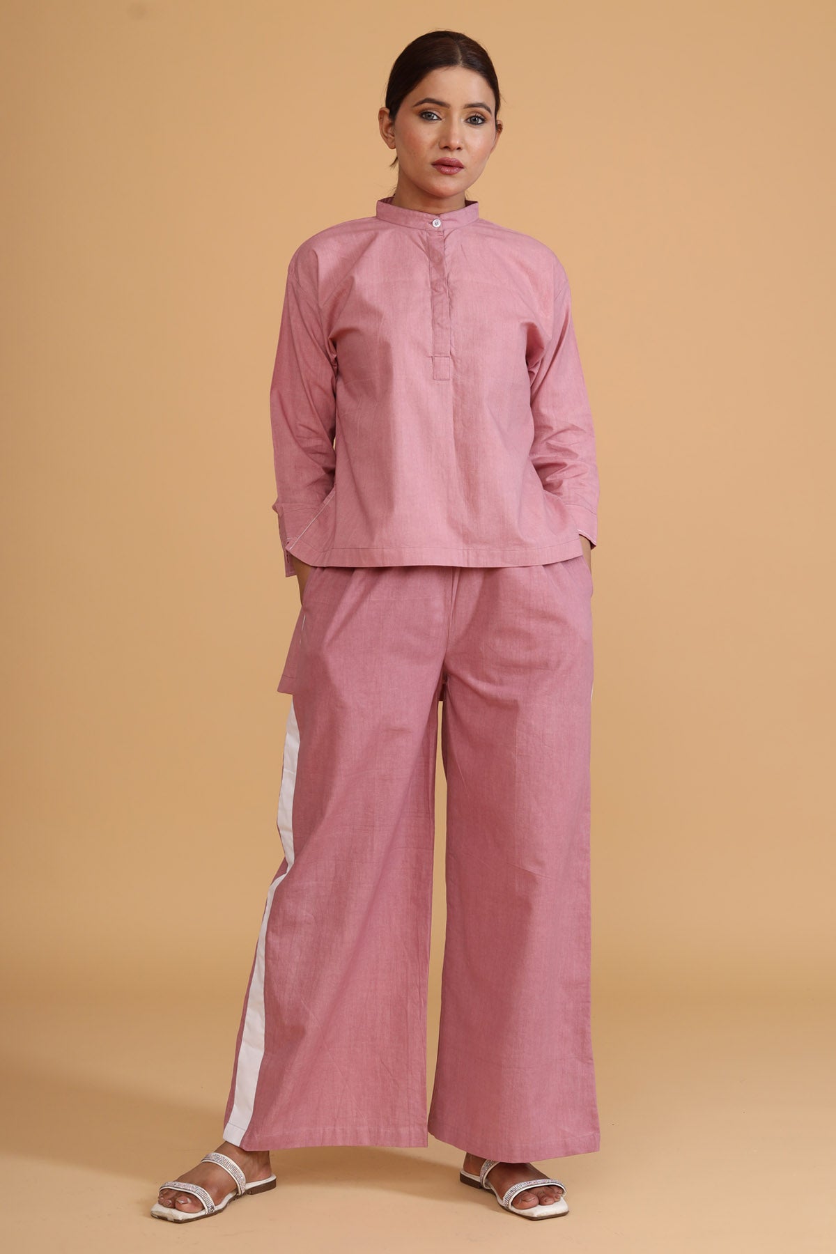 Pink Cotton Poplin High Low Top: Versatile Chic Online at ScrollnShops