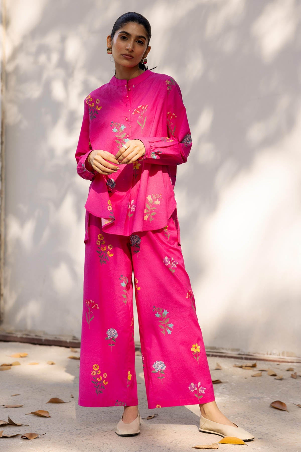 Buy Designer Pink Cotton Printed Co-ord Set Online at ScrollnShops