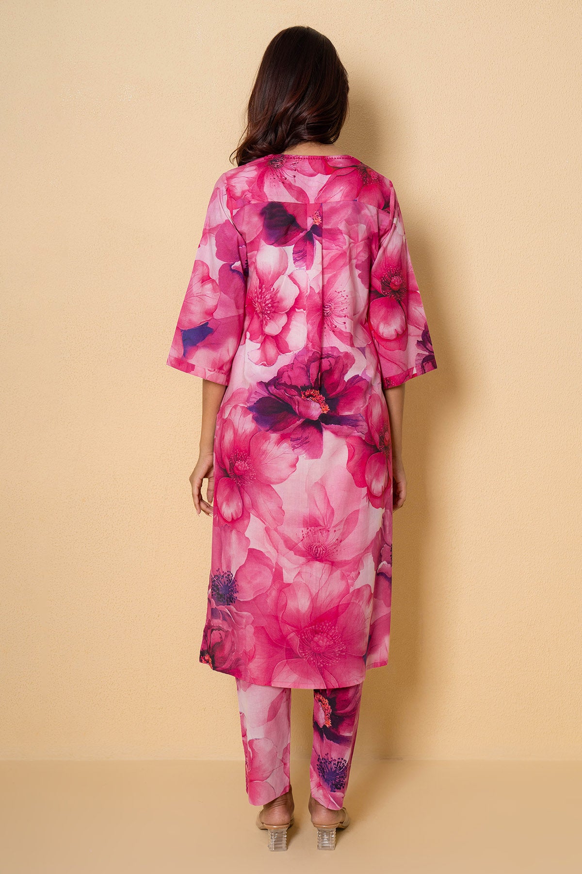 Pink Cotton Printed Kurta Set