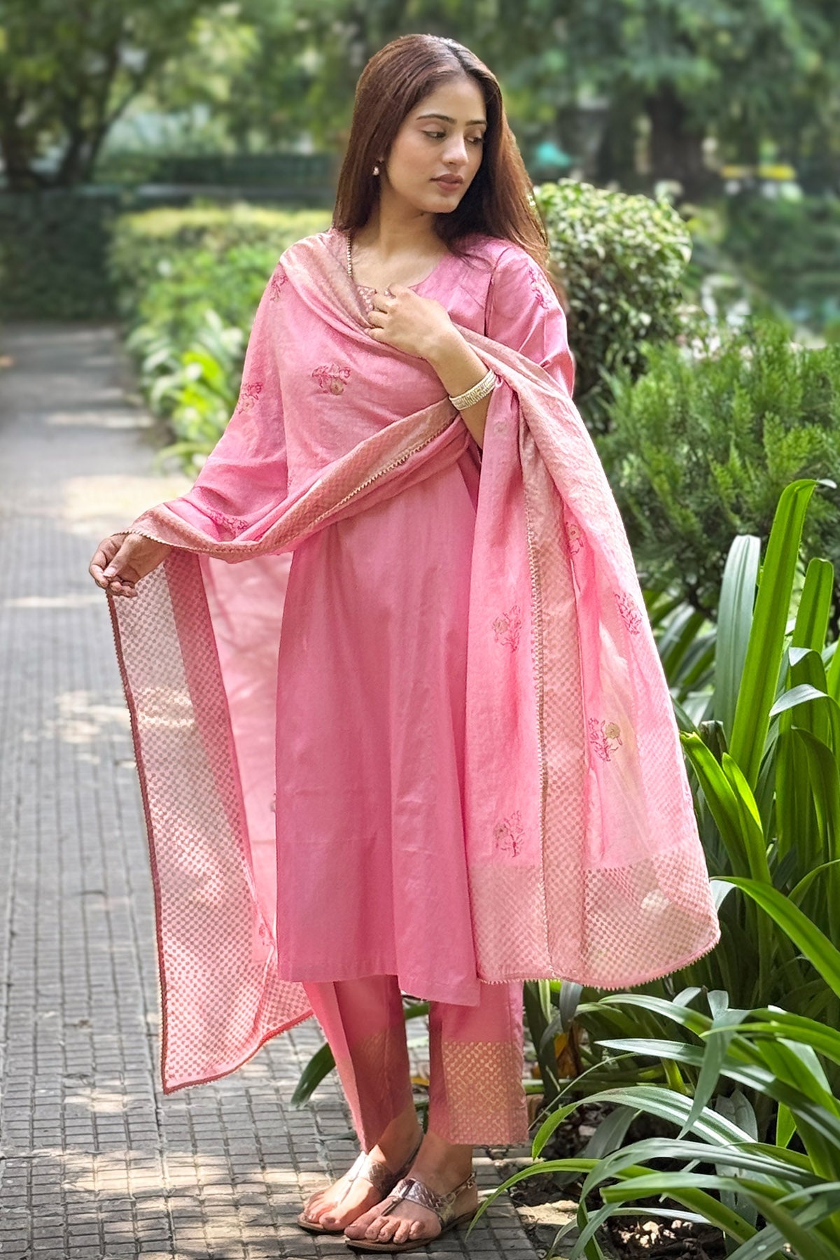 Buy Cotton Printed Pink Kurta set for women by The Hemming Bird online available at scrollnshops