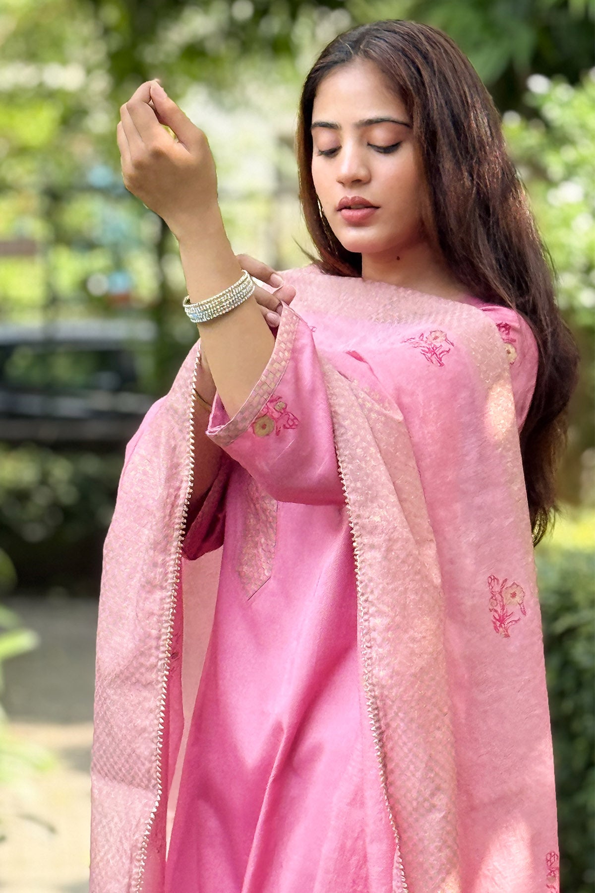 Cotton Printed Pink Kurta set