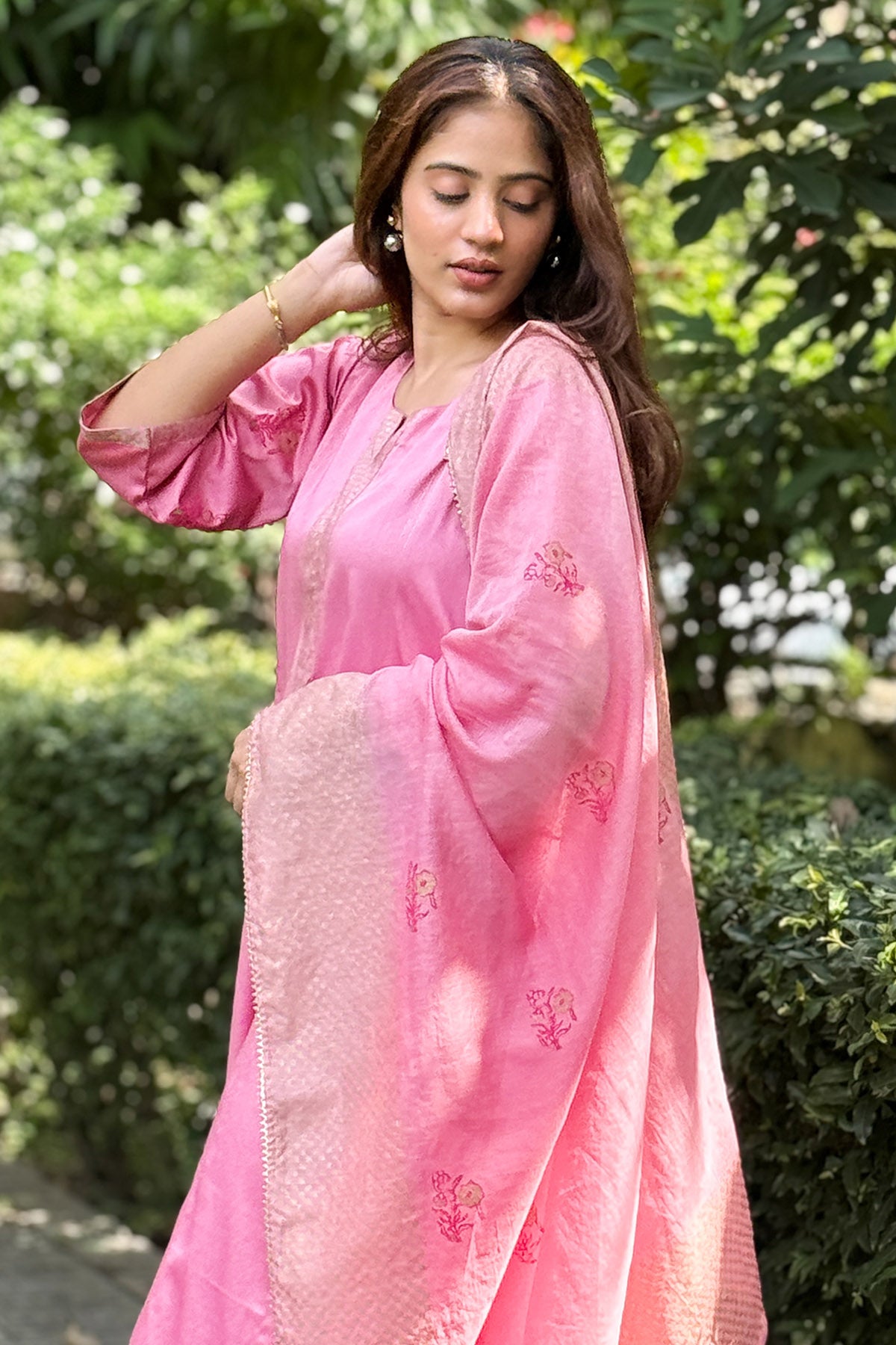 Cotton Printed Pink Kurta set