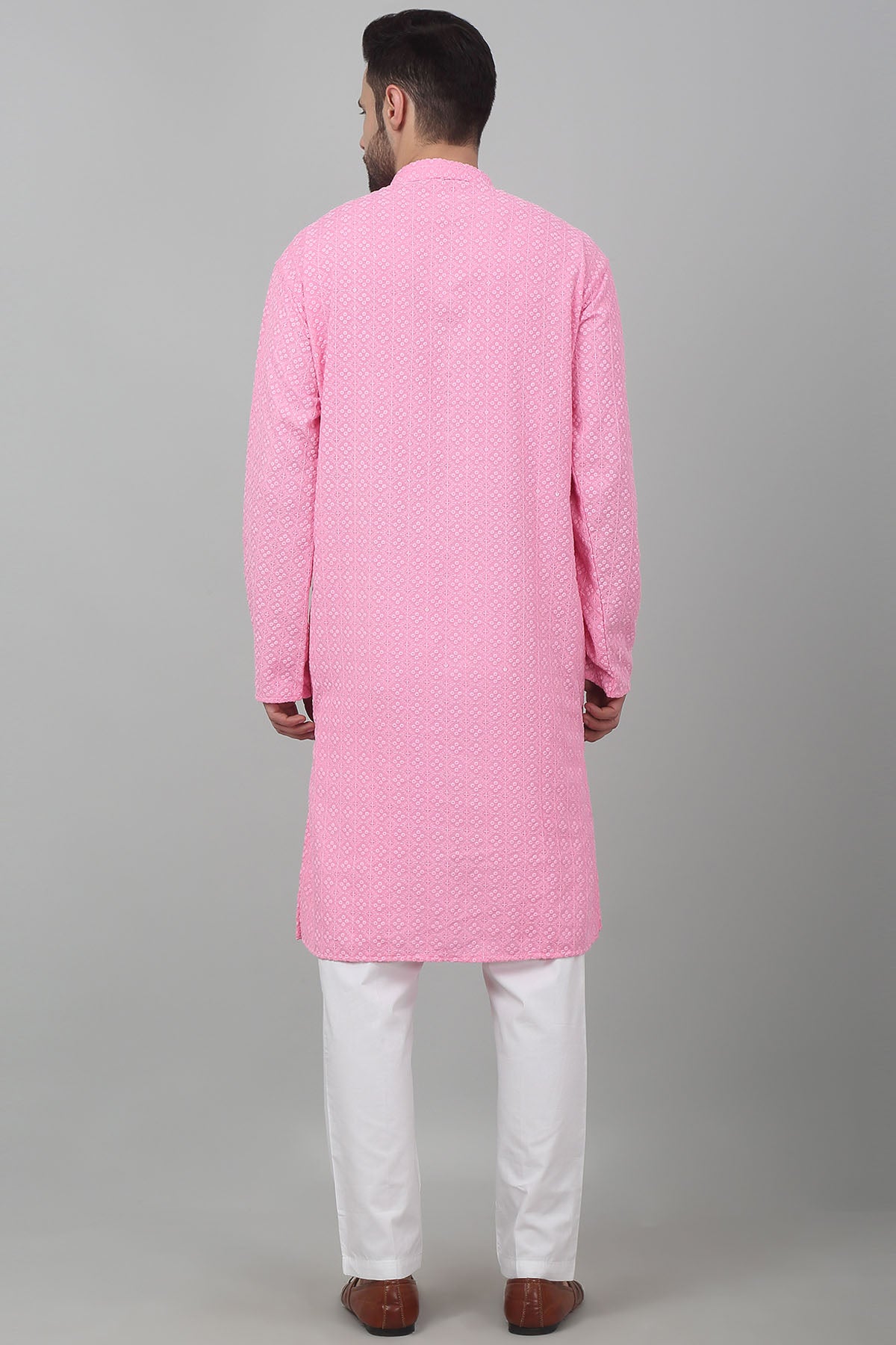 Pink Cotton Sequins Kurta Set