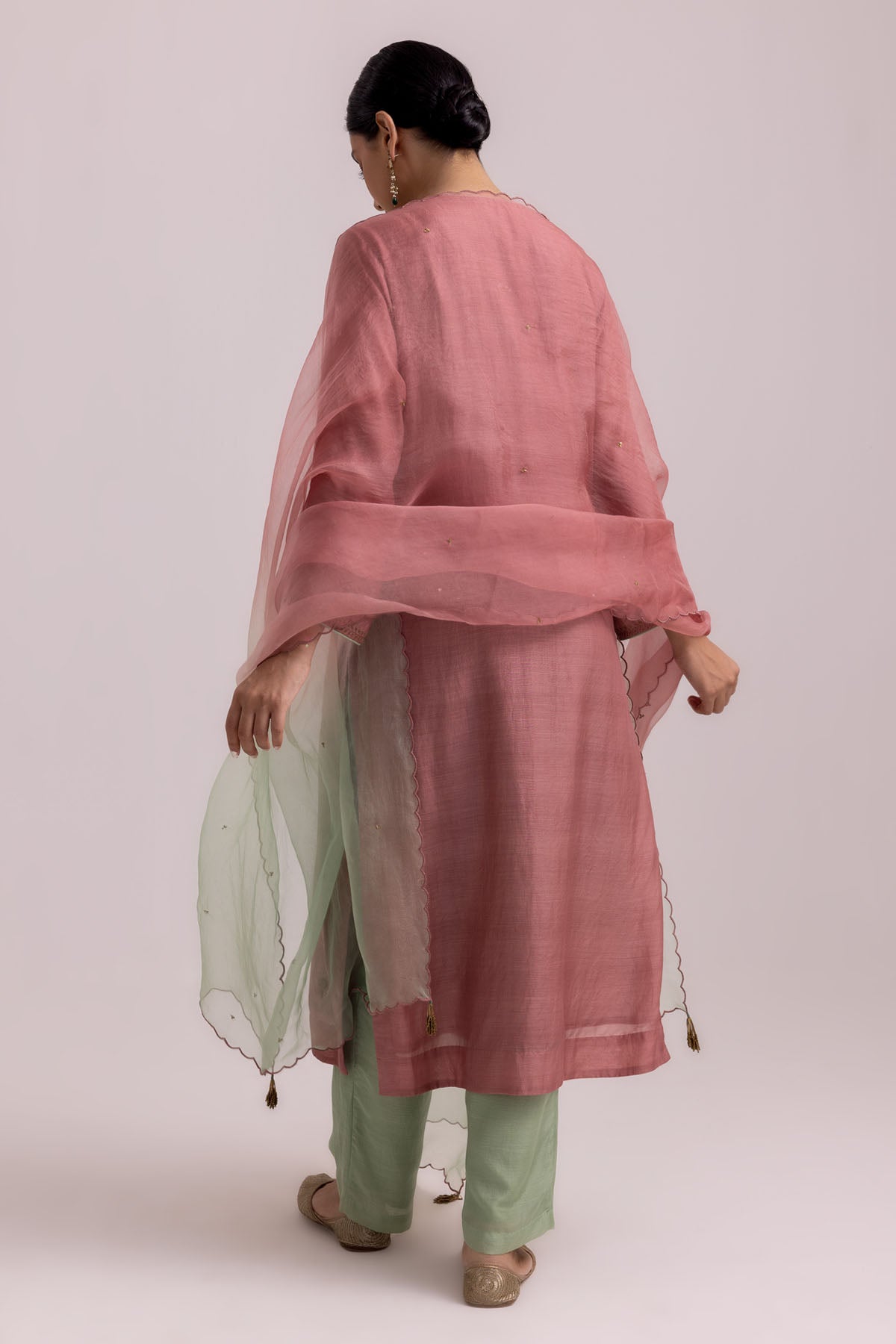 Pink Cotton Silk Kurta & Pants