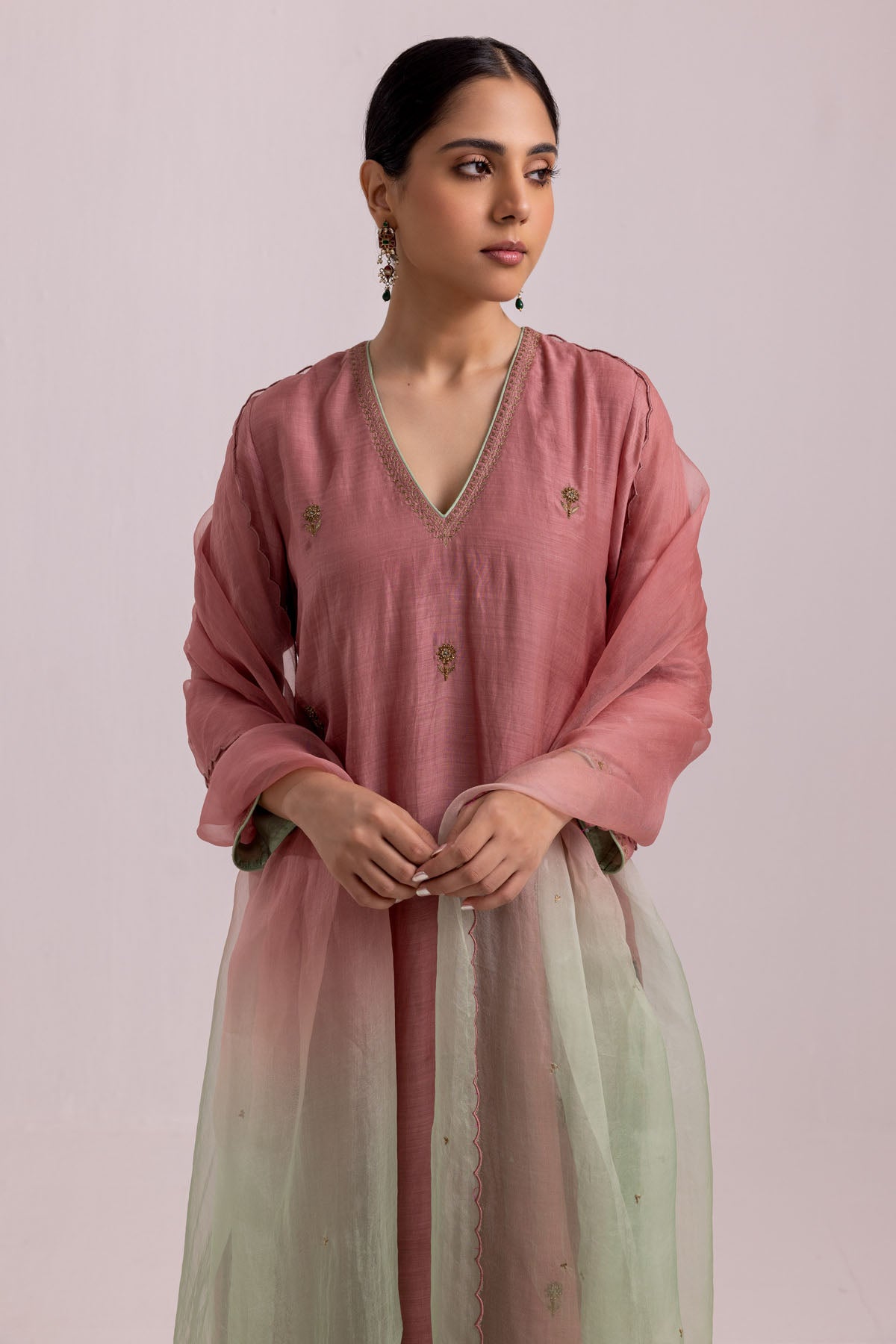 Pink Cotton Silk Kurta & Pants