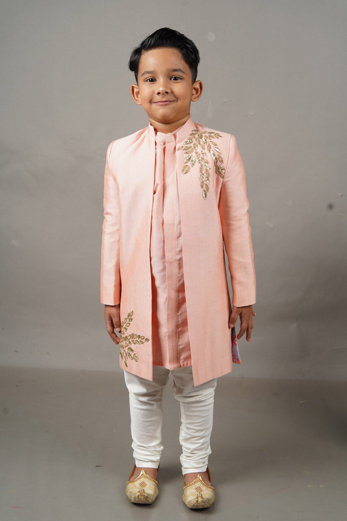 Pink Cotton Silk Sherwani Set