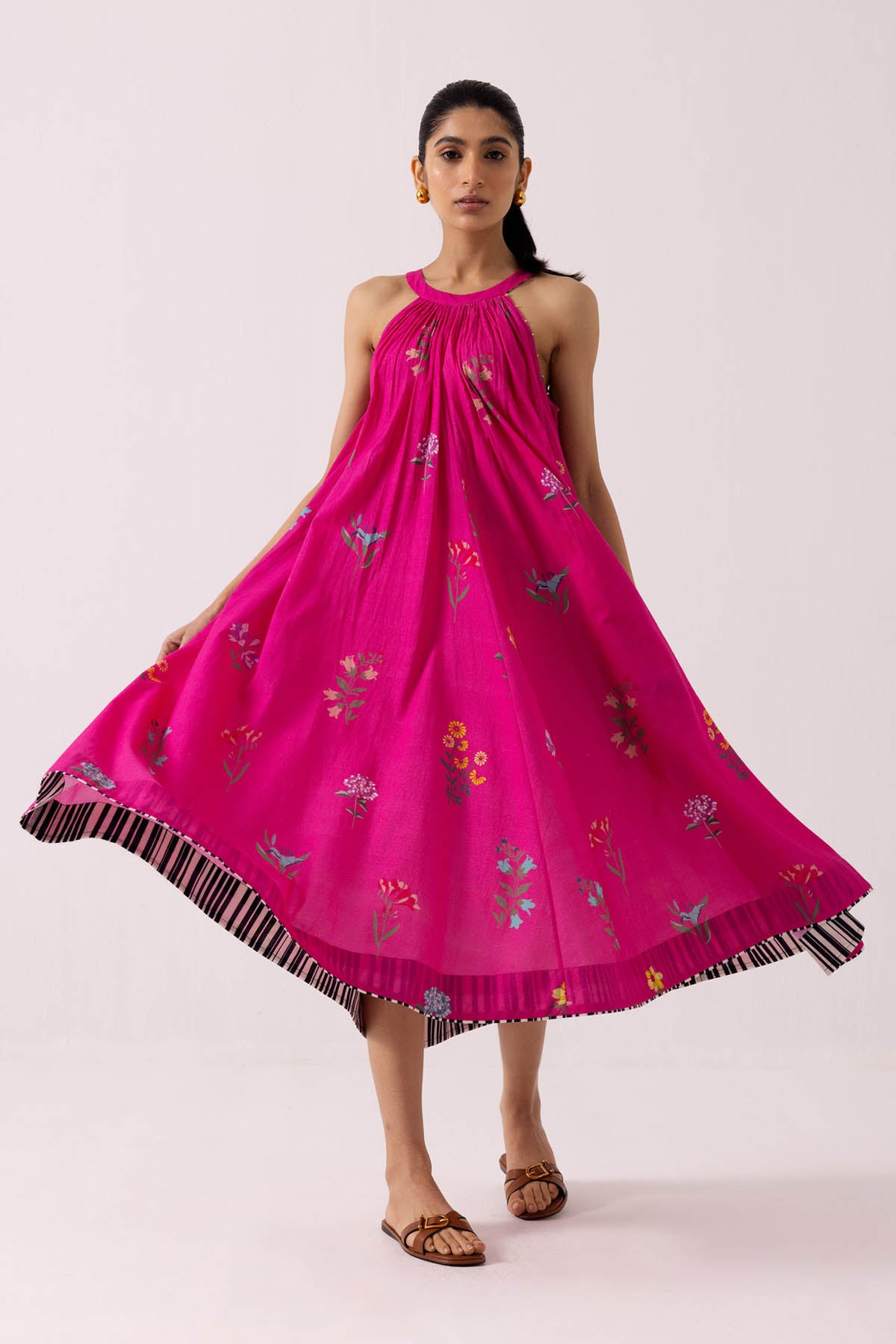 Pink Cotton Sleeveless Dress